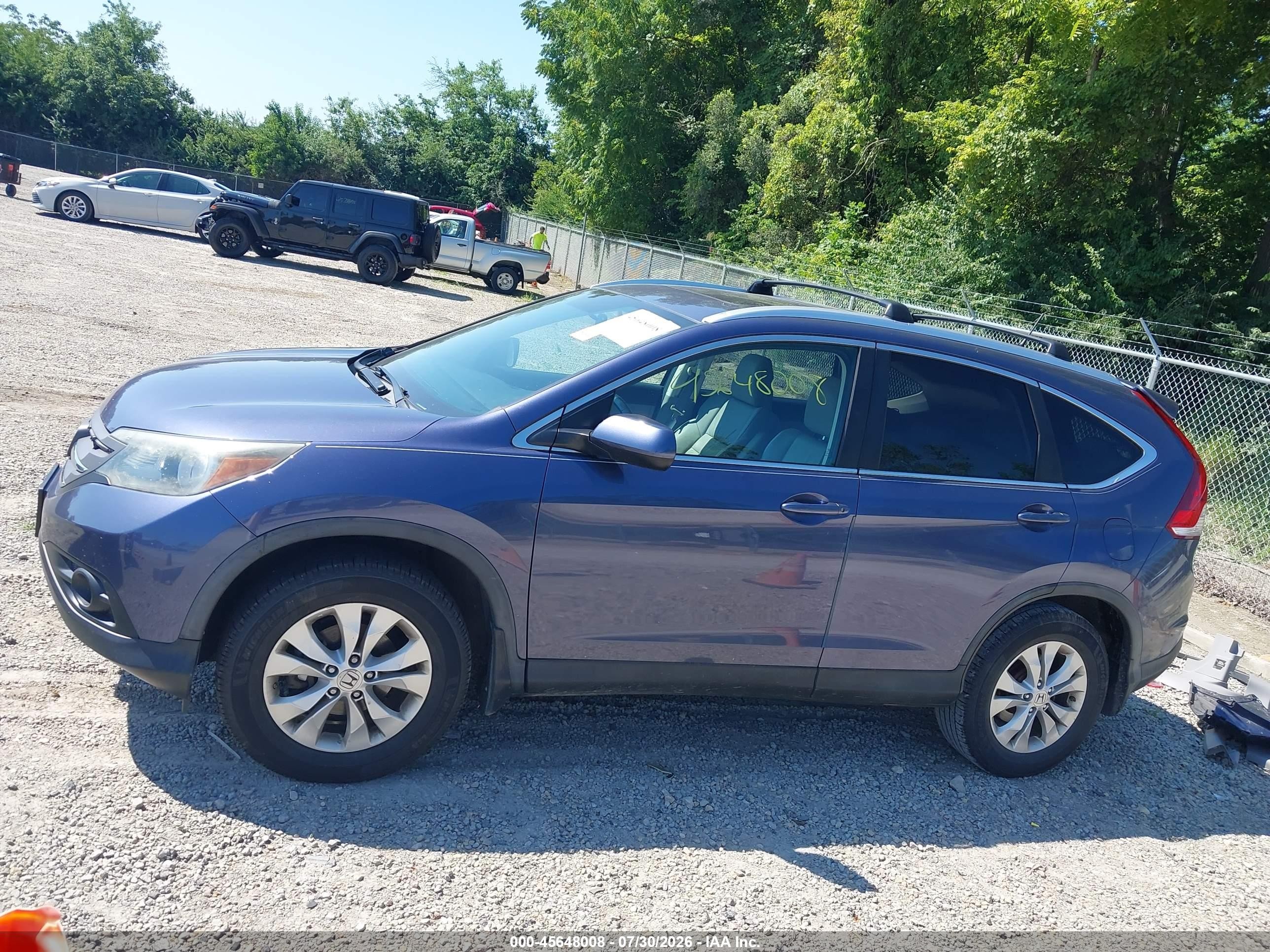 2013 Honda Cr-v Ex-l Blue vin: 5J6RM4H7XDL063609