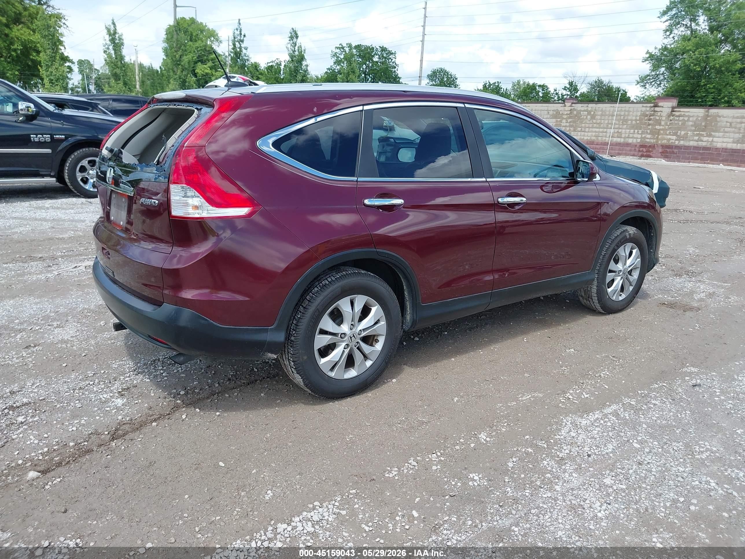 2013 Honda Cr-v Ex-l Maroon vin: 5J6RM4H7XDL067949