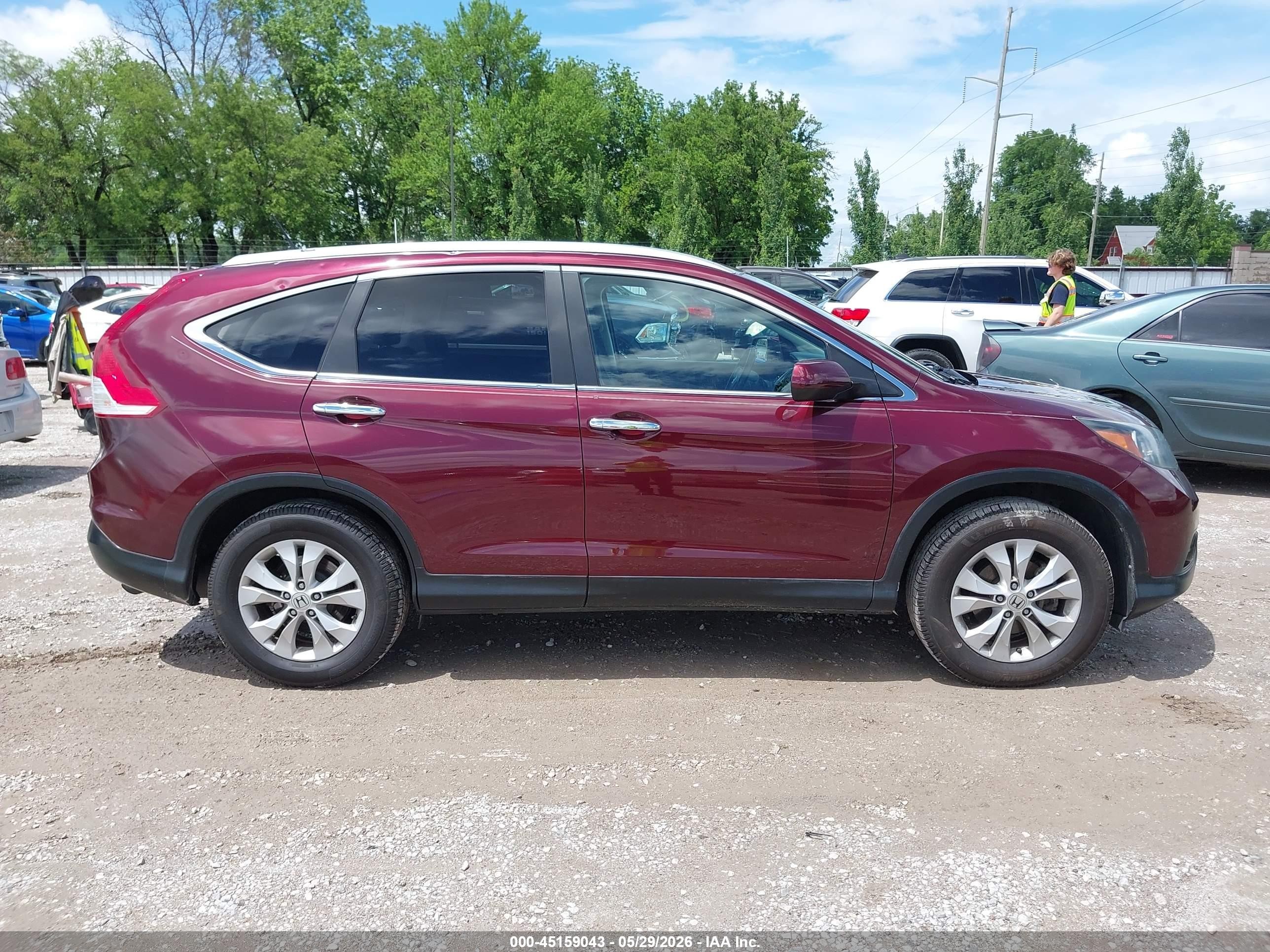 2013 Honda Cr-v Ex-l Maroon vin: 5J6RM4H7XDL067949