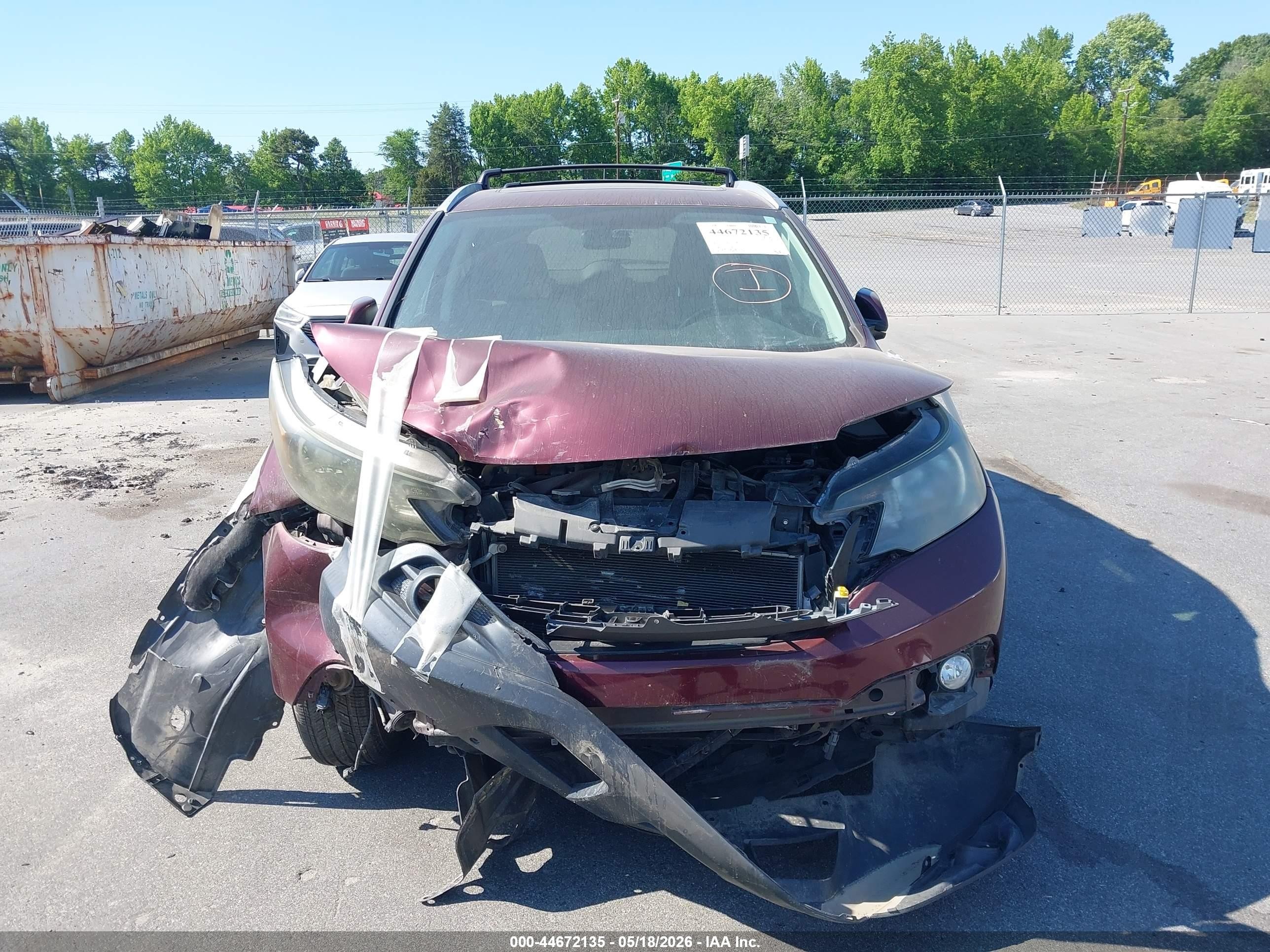 2014 Honda Cr-v Ex-l Burgundy vin: 5J6RM4H7XEL024312