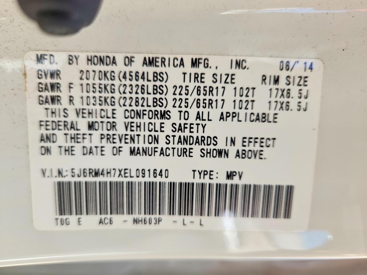 2014 Honda Cr-v Exl White vin: 5J6RM4H7XEL091640