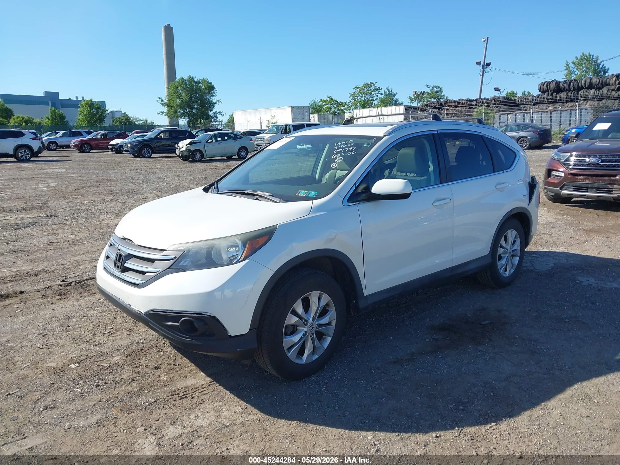 2014 Honda Cr-v Ex-l White vin: 5J6RM4H7XEL091797