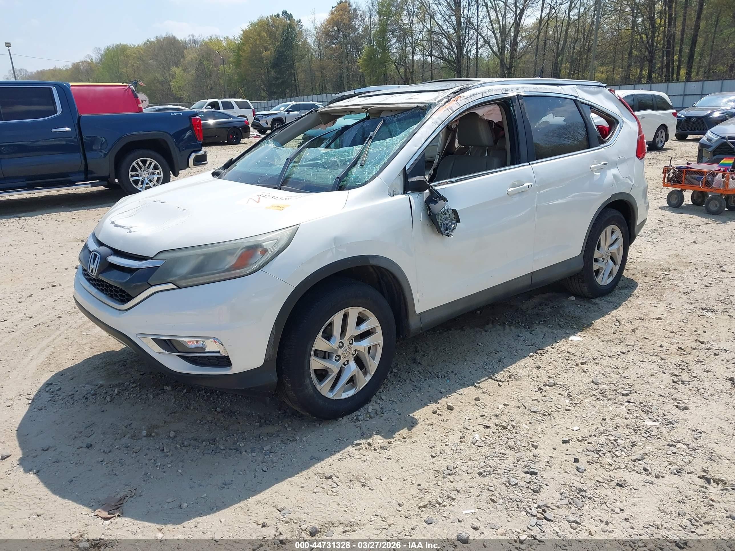 2015 Honda Cr-v Ex-l White vin: 5J6RM4H7XFL014459