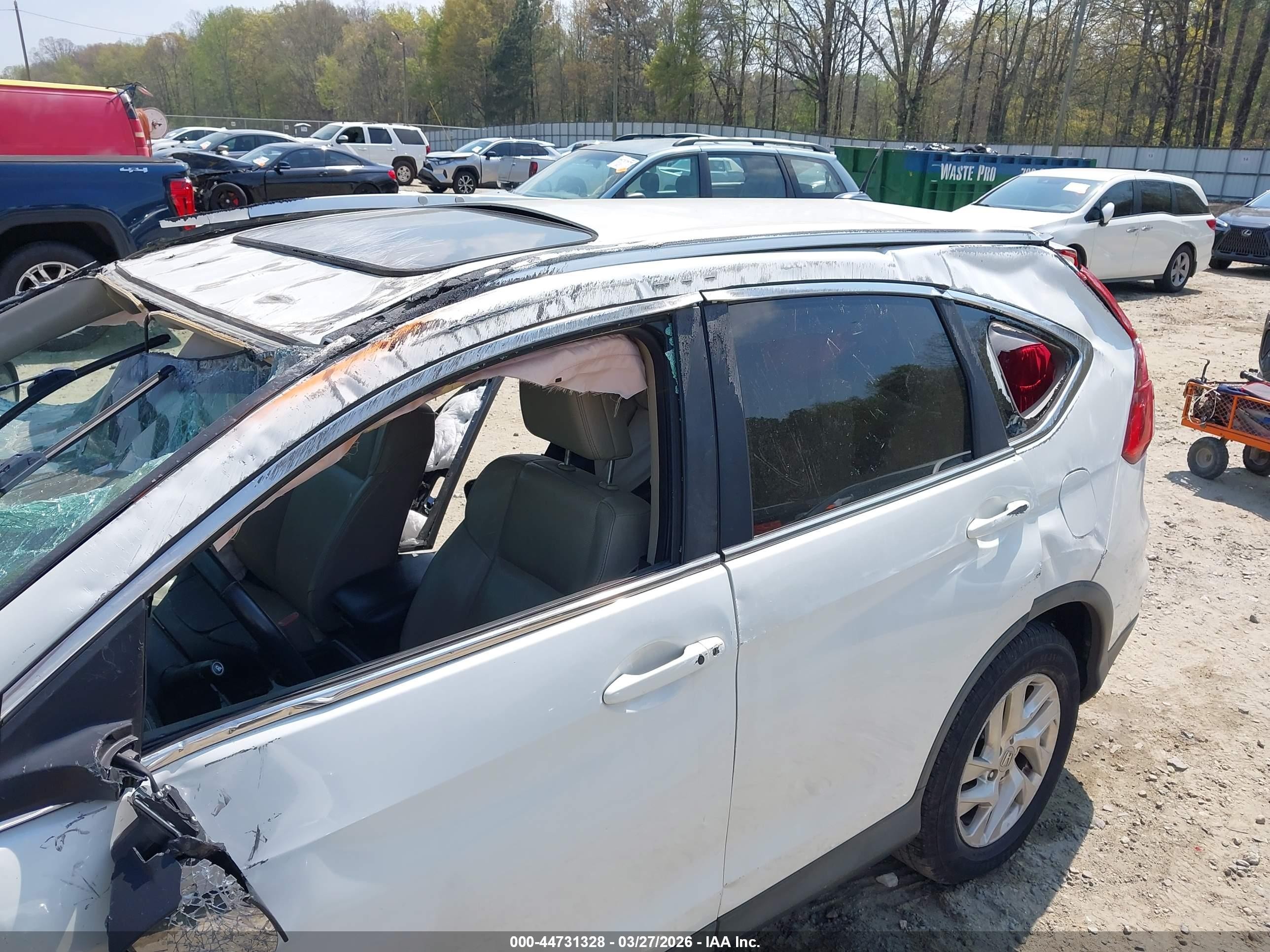 2015 Honda Cr-v Ex-l White vin: 5J6RM4H7XFL014459