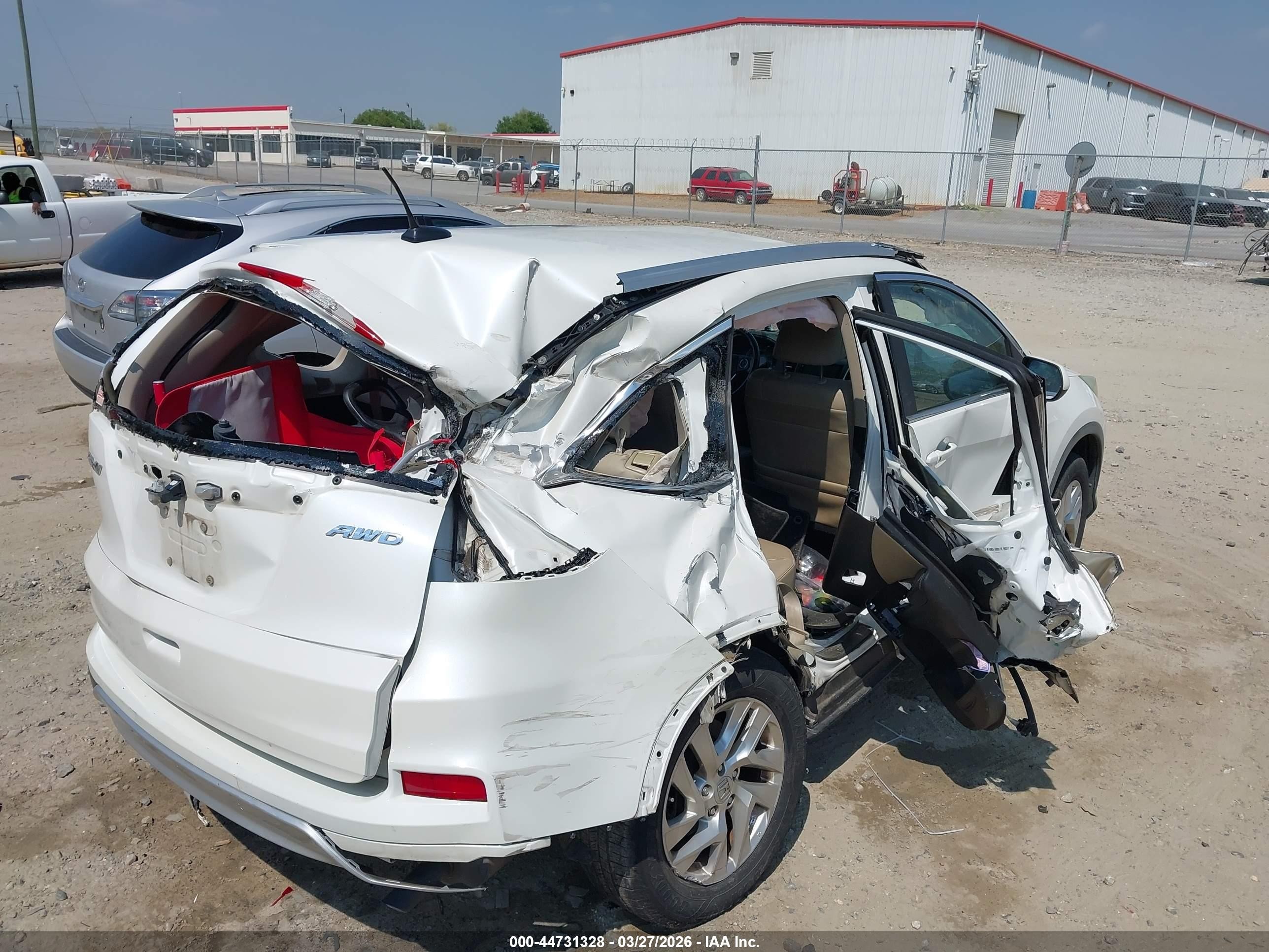 2015 Honda Cr-v Ex-l White vin: 5J6RM4H7XFL014459