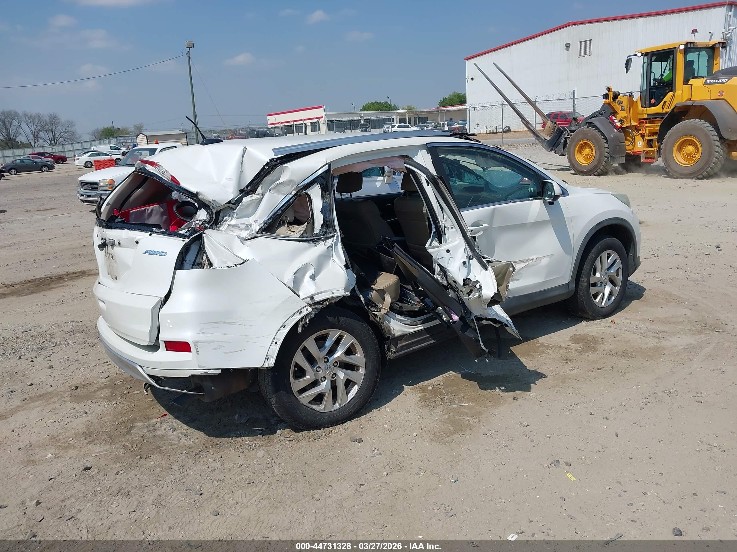 2015 Honda Cr-v Ex-l White vin: 5J6RM4H7XFL014459