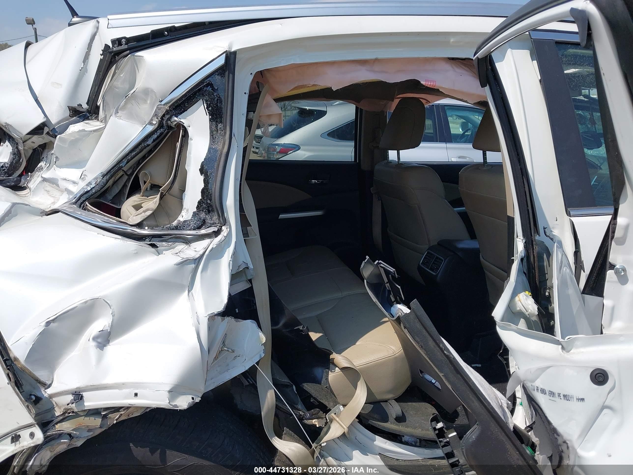 2015 Honda Cr-v Ex-l White vin: 5J6RM4H7XFL014459