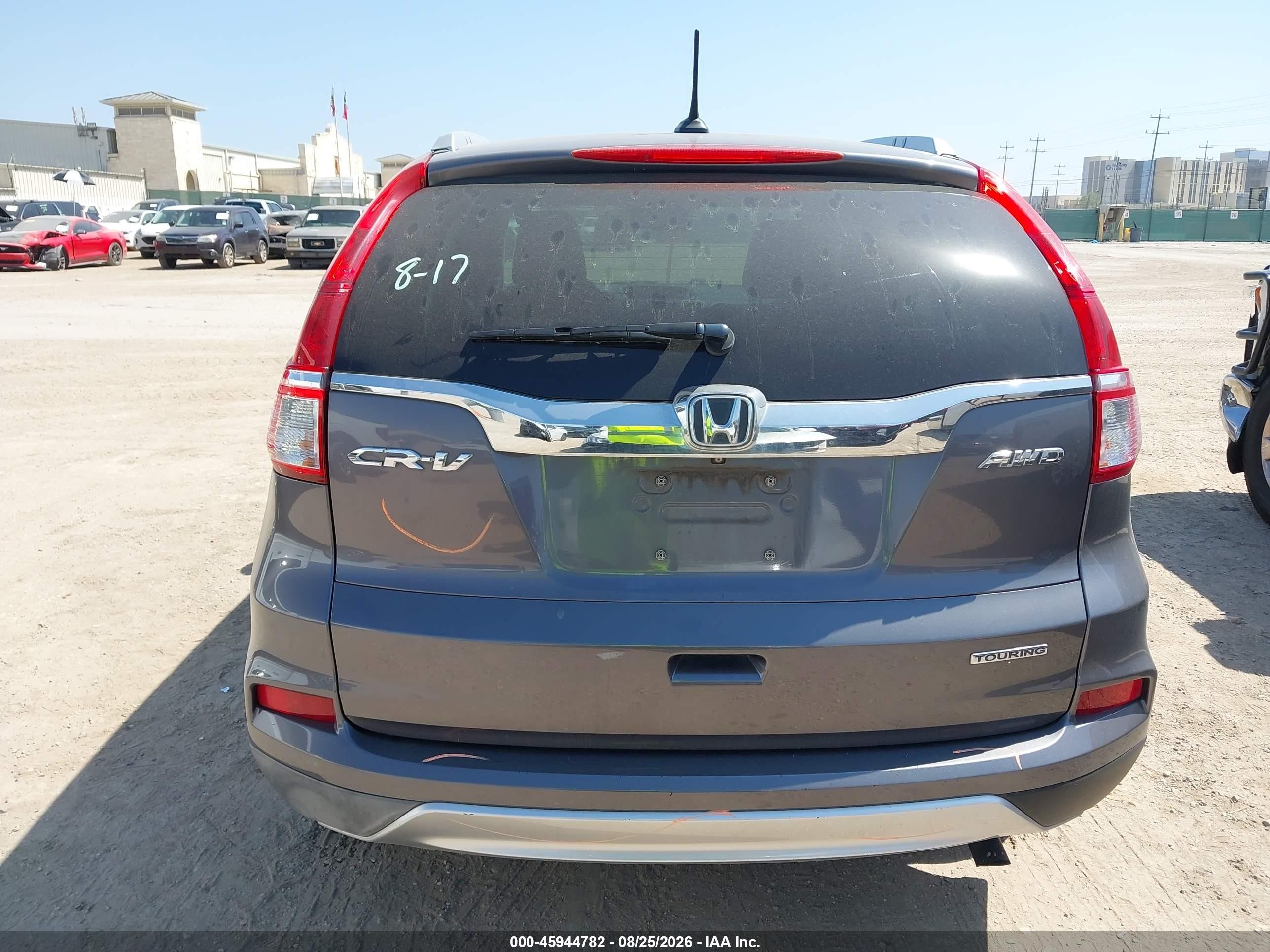 2015 Honda Cr-v Touring Серый vin: 5J6RM4H90FL104298