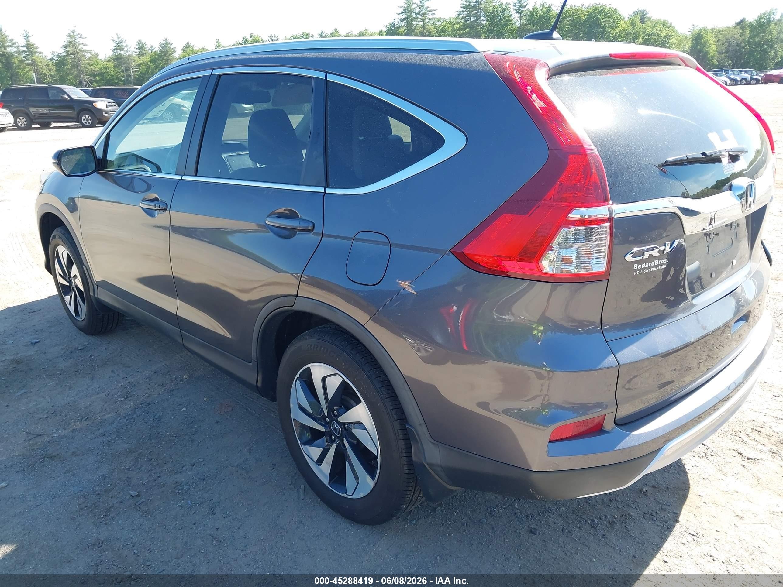 2015 Honda Cr-v Touring Gray vin: 5J6RM4H90FL123921