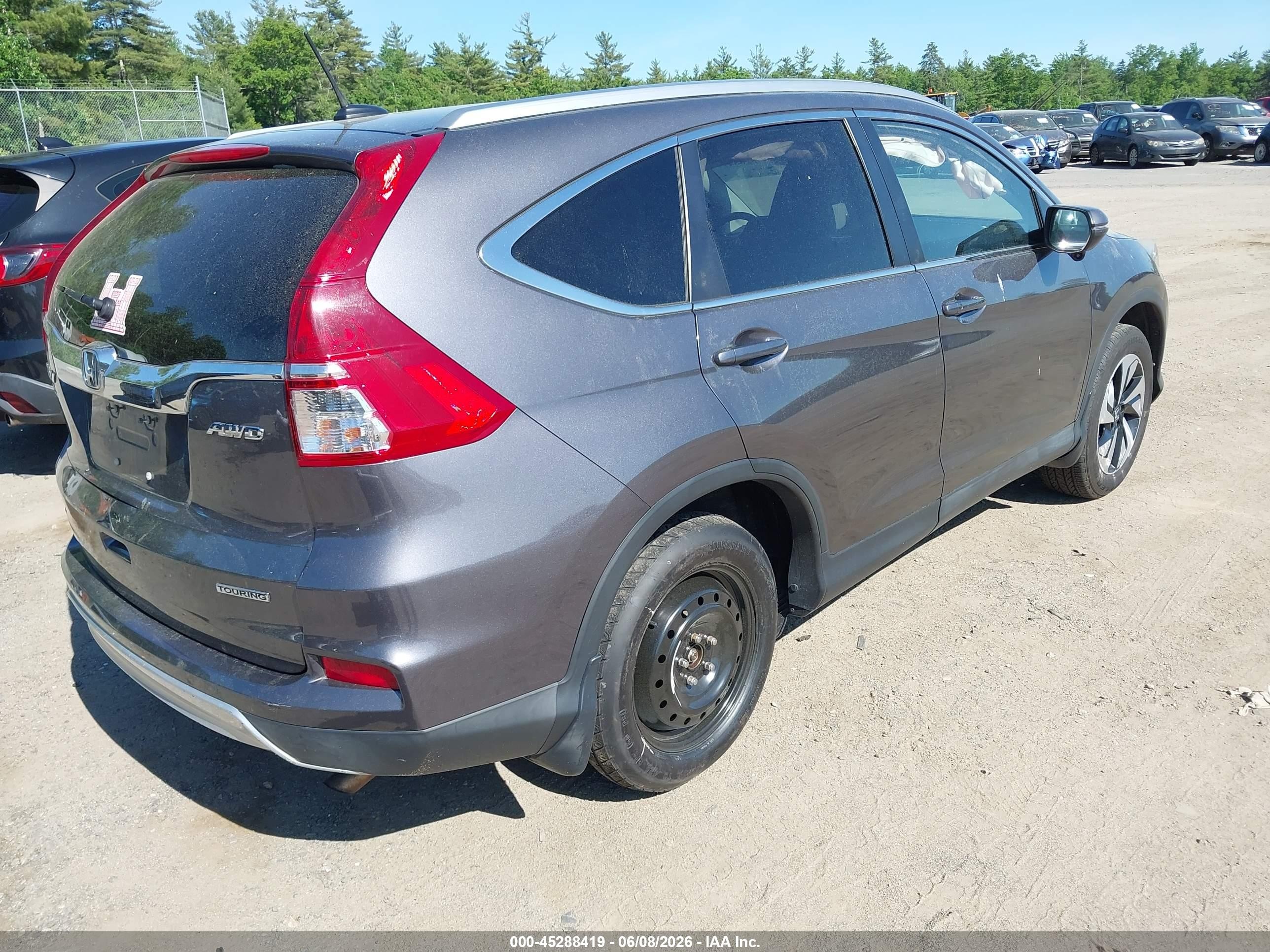 2015 Honda Cr-v Touring Gray vin: 5J6RM4H90FL123921