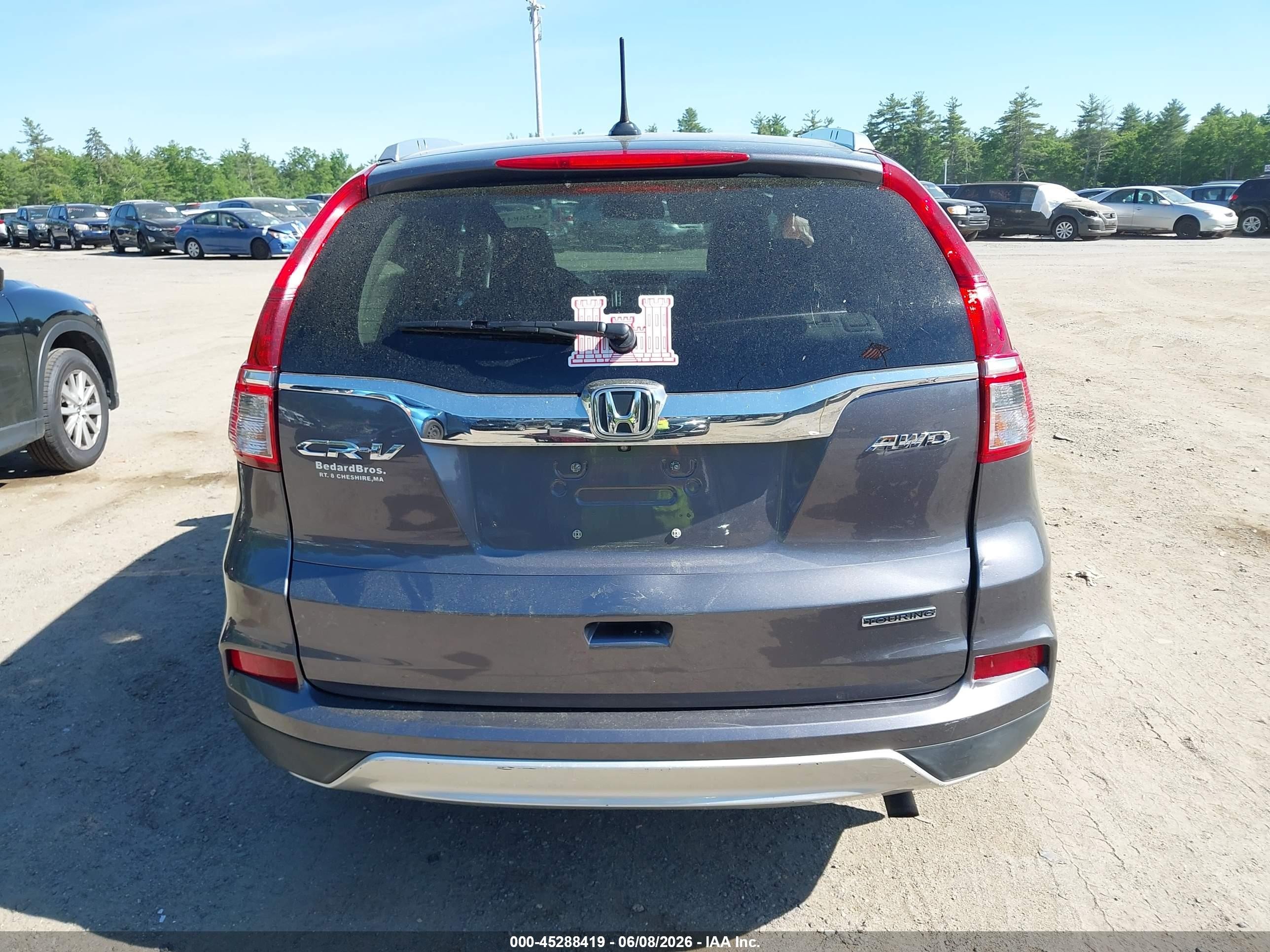2015 Honda Cr-v Touring Gray vin: 5J6RM4H90FL123921
