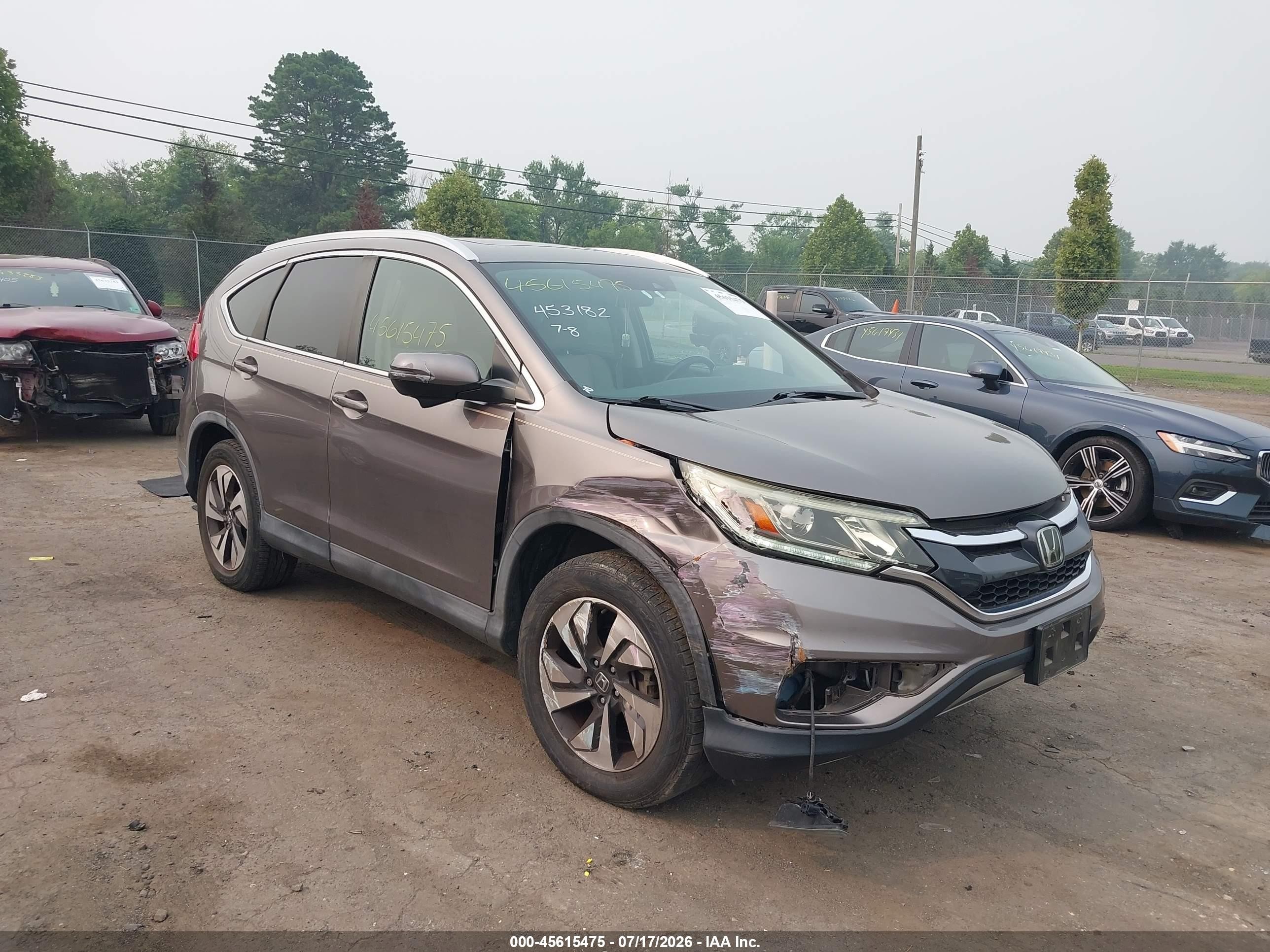 2015 Honda Cr-v Touring Gray vin: 5J6RM4H91FL126116