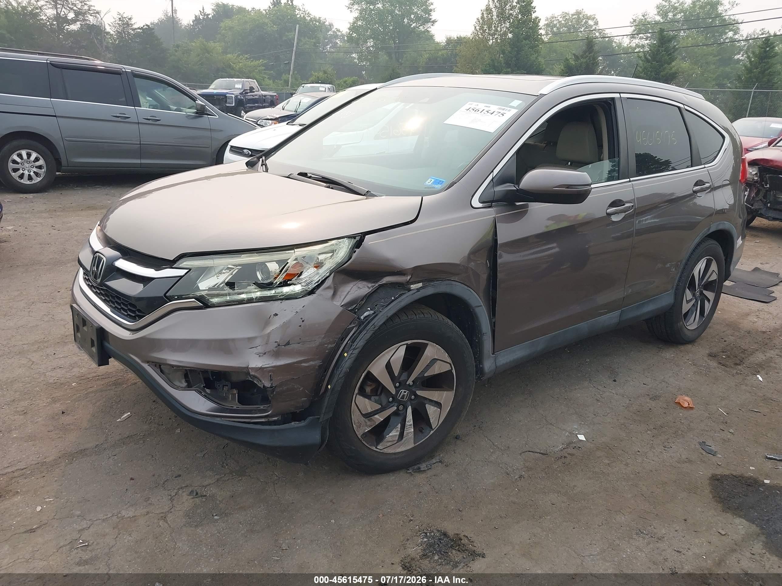 2015 Honda Cr-v Touring Серый vin: 5J6RM4H91FL126116