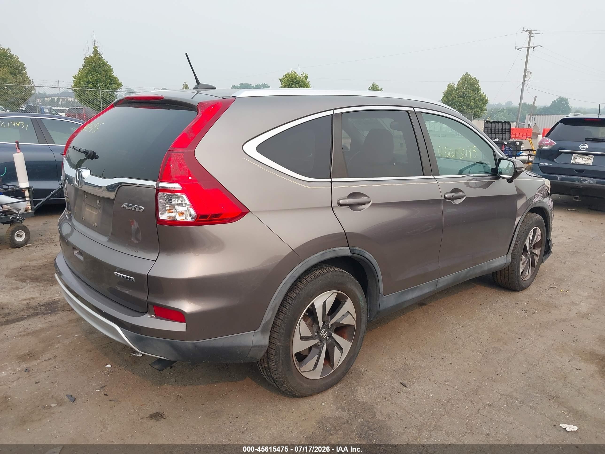 2015 Honda Cr-v Touring Серый vin: 5J6RM4H91FL126116