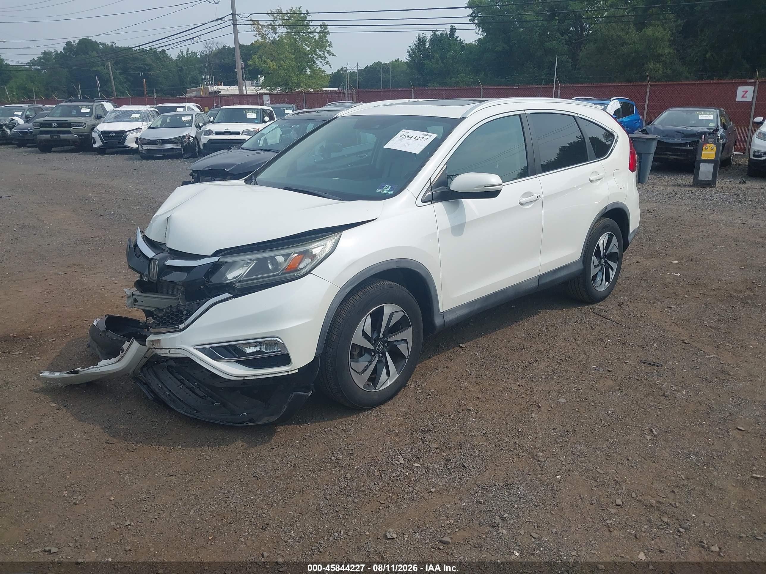2015 Honda Cr-v Touring White vin: 5J6RM4H91FL130036