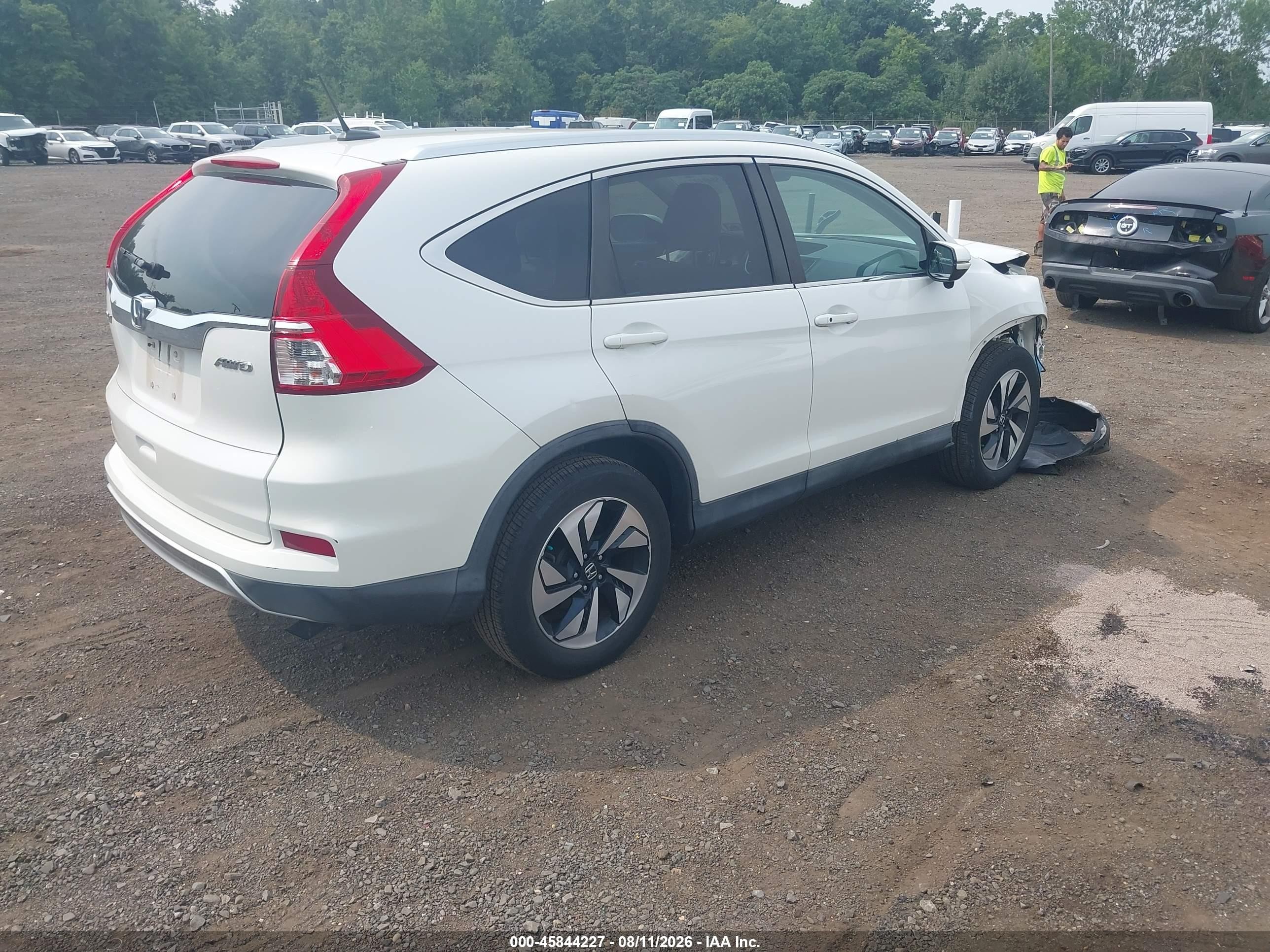 2015 Honda Cr-v Touring White vin: 5J6RM4H91FL130036
