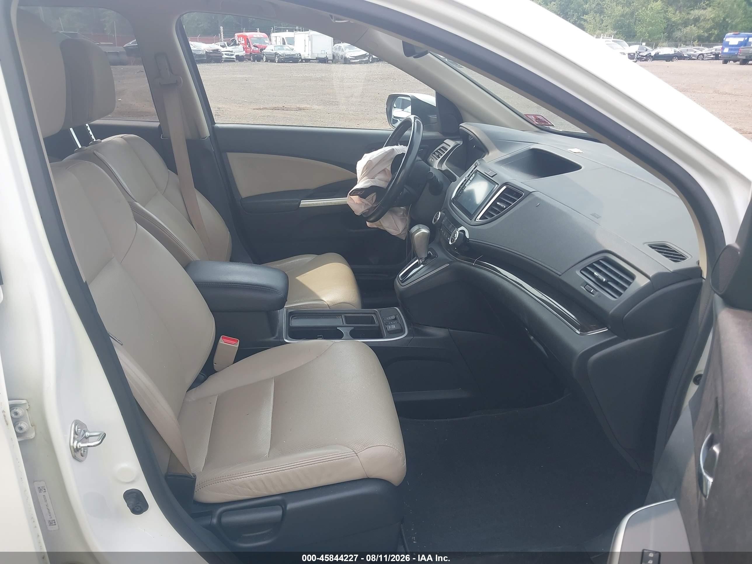 2015 Honda Cr-v Touring White vin: 5J6RM4H91FL130036