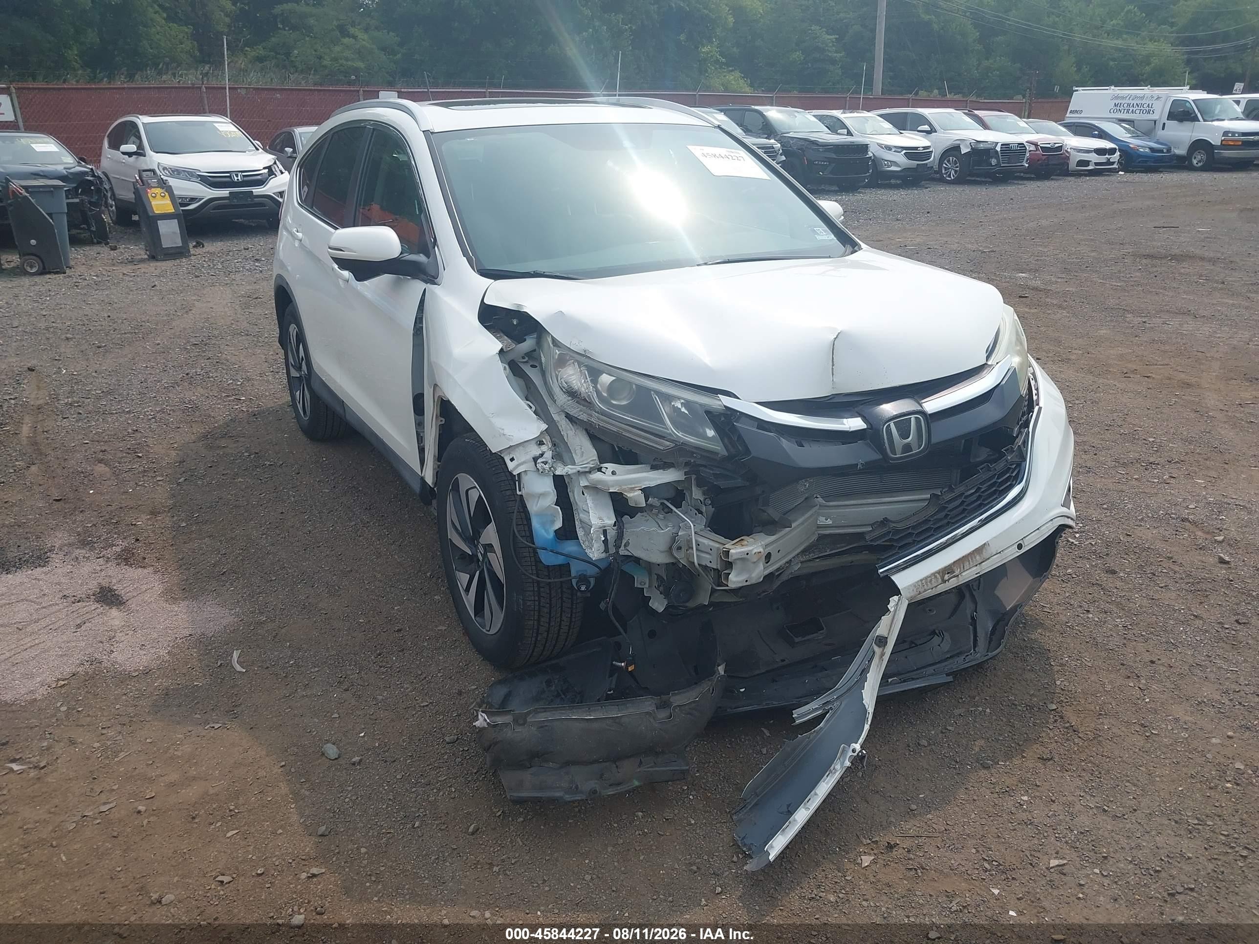 2015 Honda Cr-v Touring White vin: 5J6RM4H91FL130036