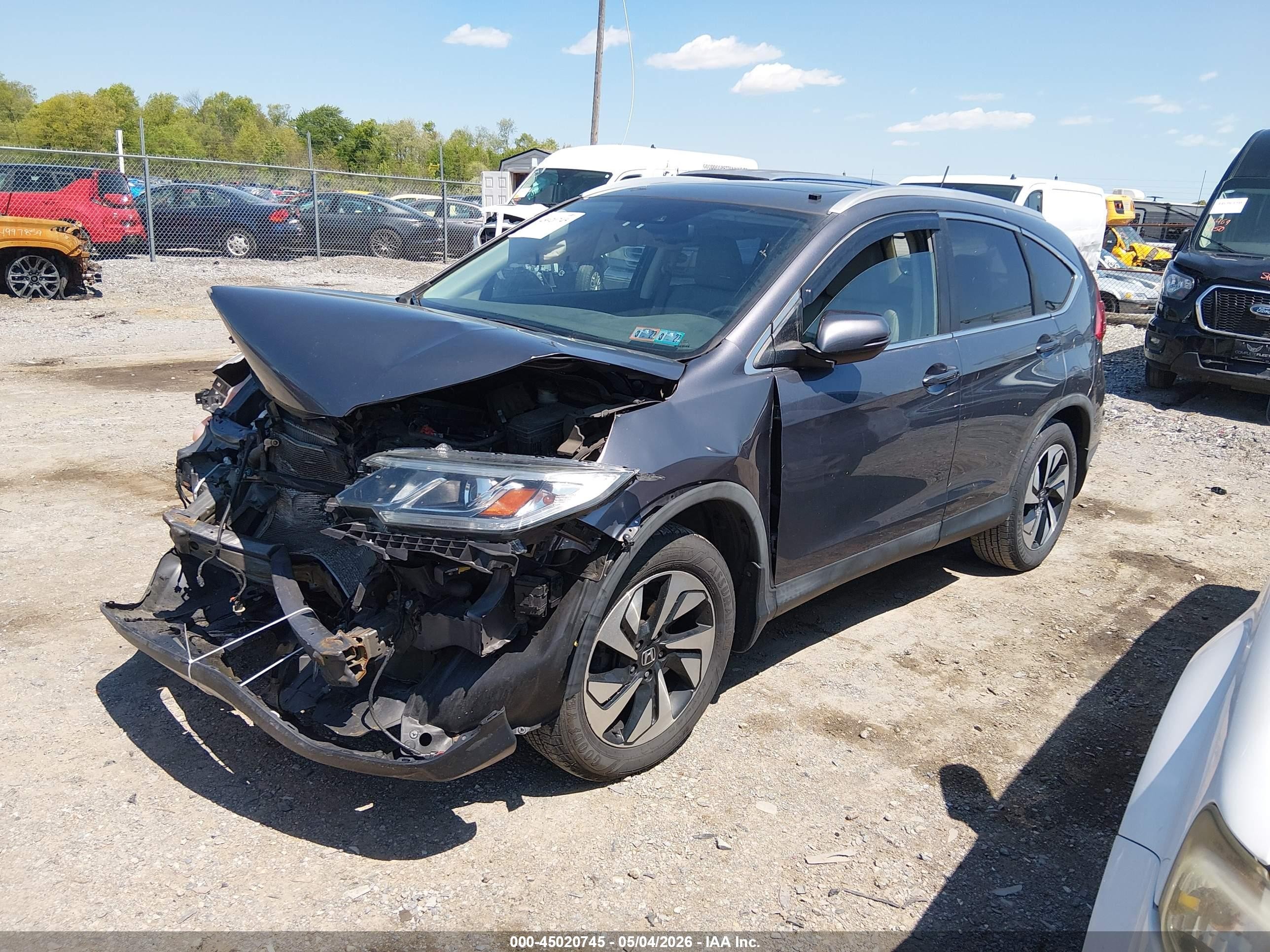 2016 Honda Cr-v Touring Серый vin: 5J6RM4H91GL122410