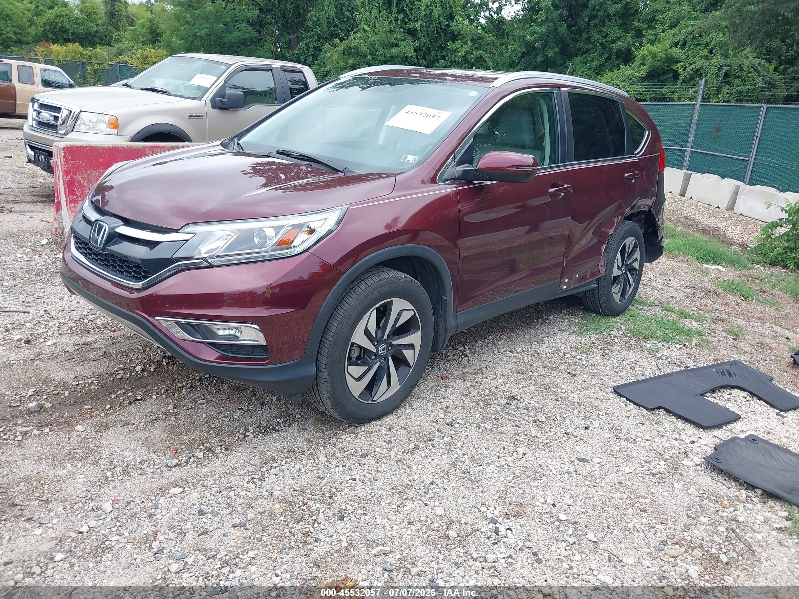 2015 Honda Cr-v Touring Maroon vin: 5J6RM4H92FL068369