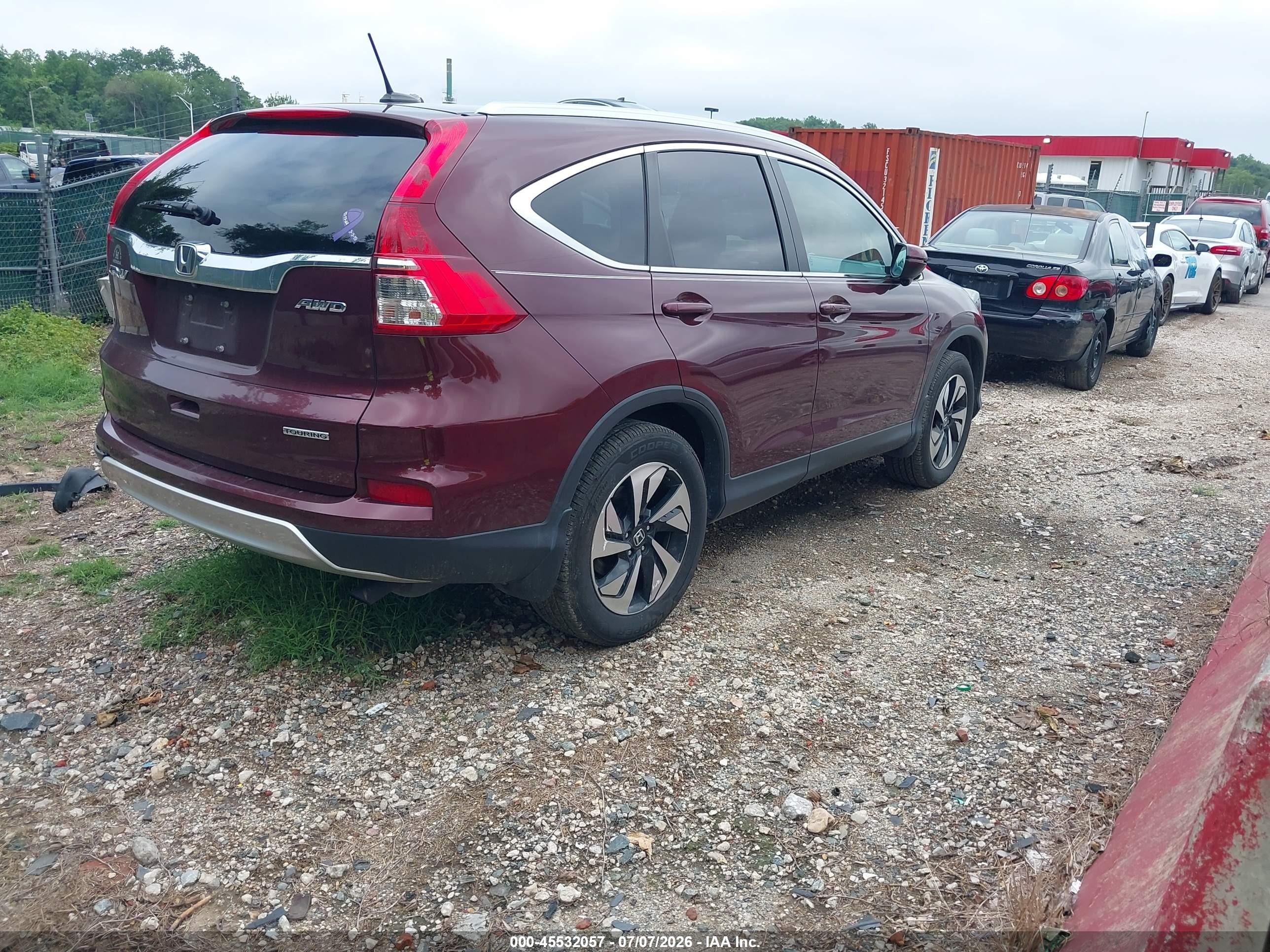 2015 Honda Cr-v Touring Maroon vin: 5J6RM4H92FL068369