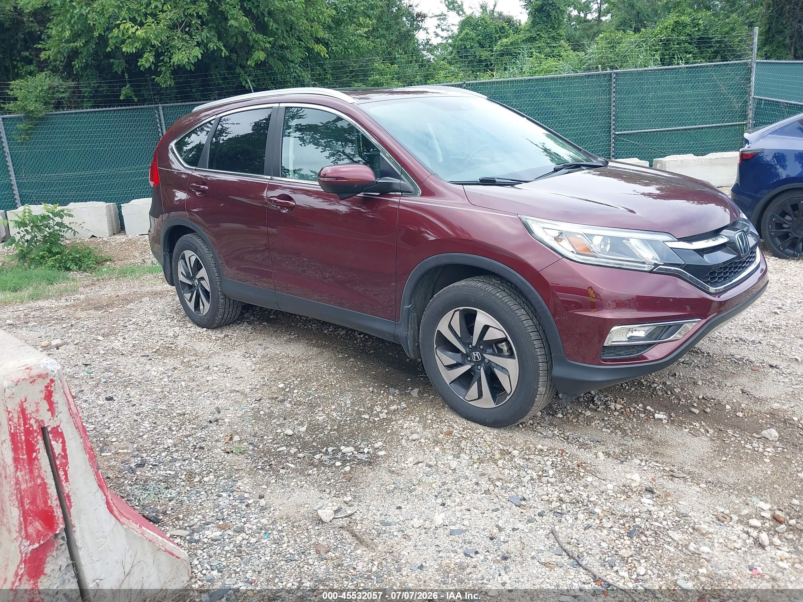 2015 Honda Cr-v Touring Maroon vin: 5J6RM4H92FL068369