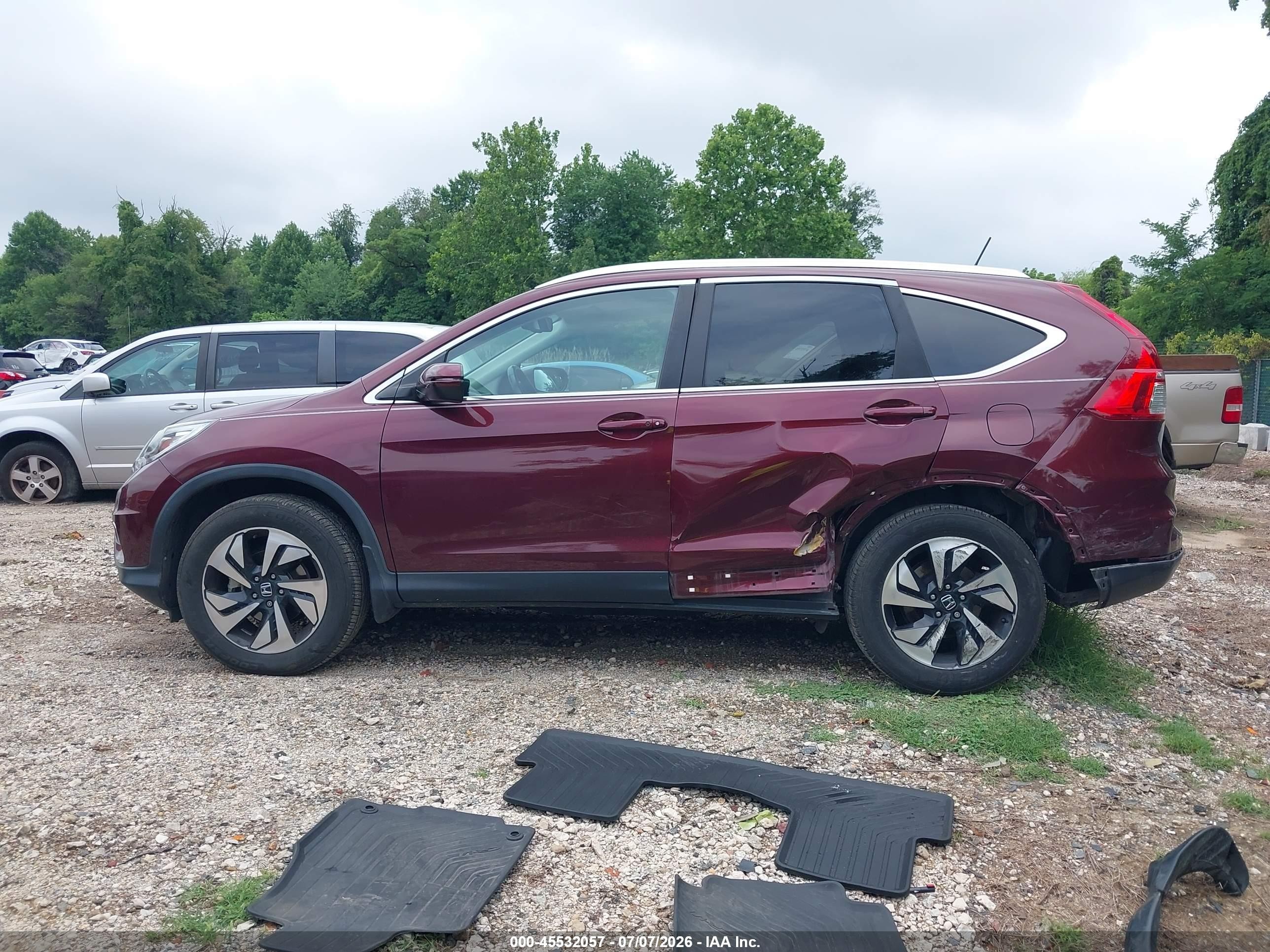 2015 Honda Cr-v Touring Maroon vin: 5J6RM4H92FL068369