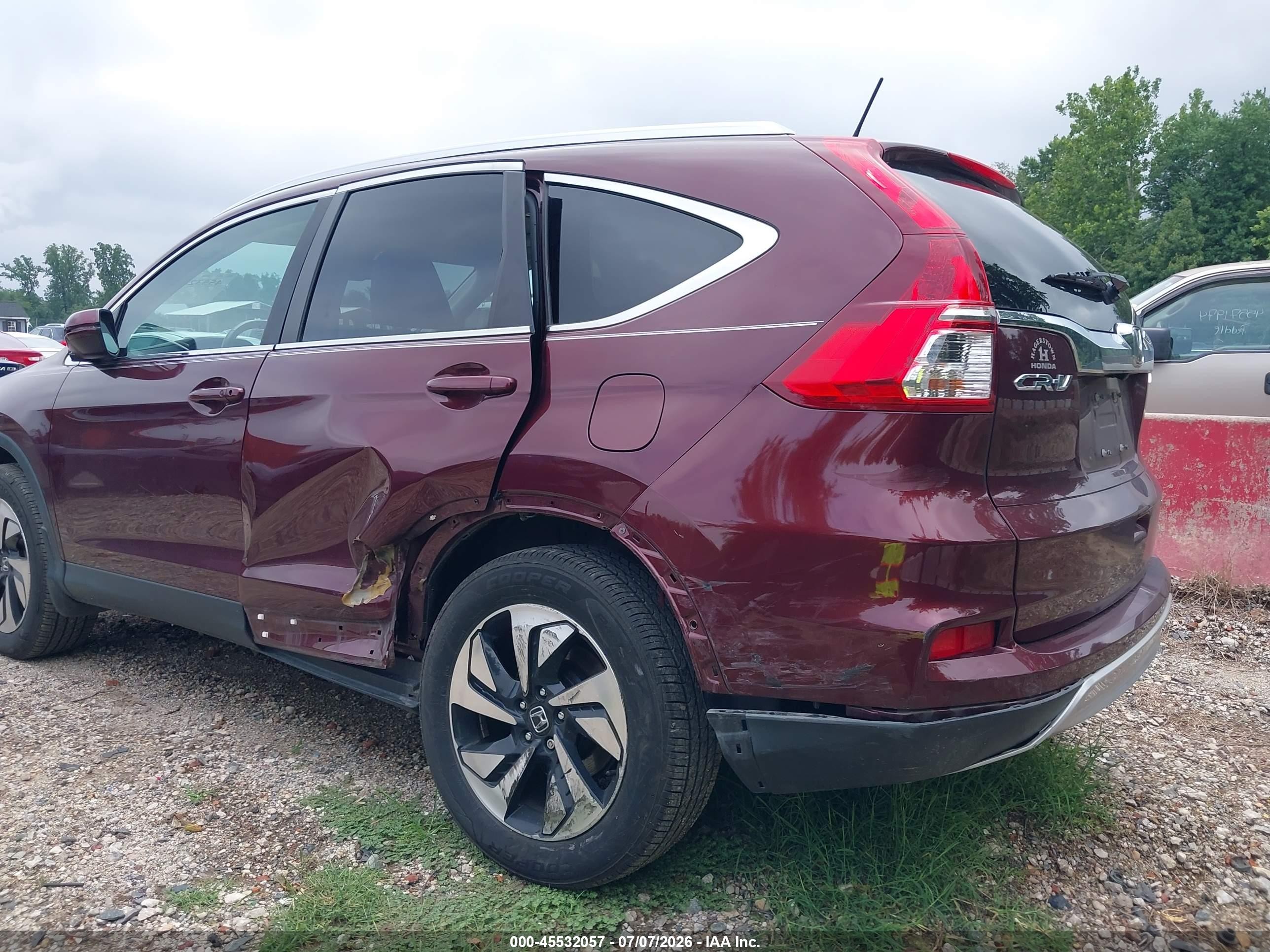 2015 Honda Cr-v Touring Maroon vin: 5J6RM4H92FL068369