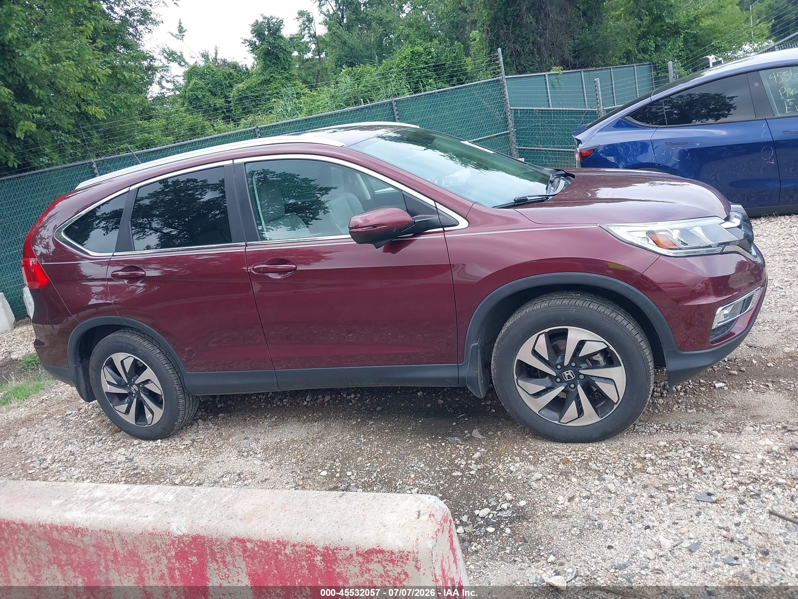 2015 Honda Cr-v Touring Maroon vin: 5J6RM4H92FL068369