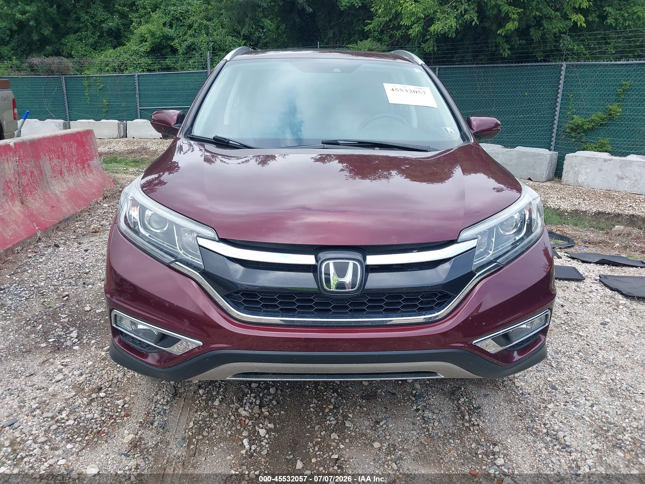 2015 Honda Cr-v Touring Maroon vin: 5J6RM4H92FL068369