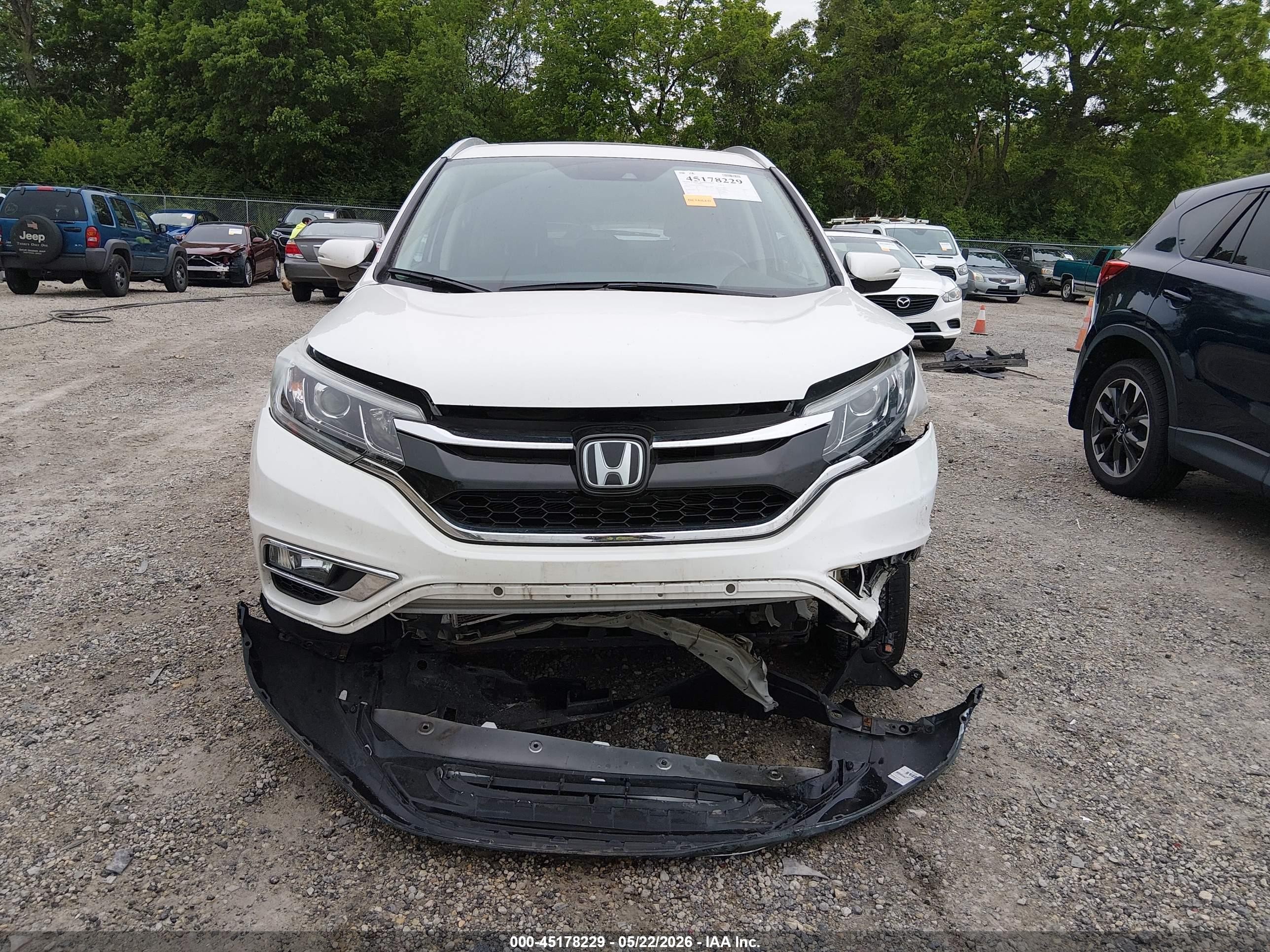 2015 Honda Cr-v Touring White vin: 5J6RM4H92FL097273