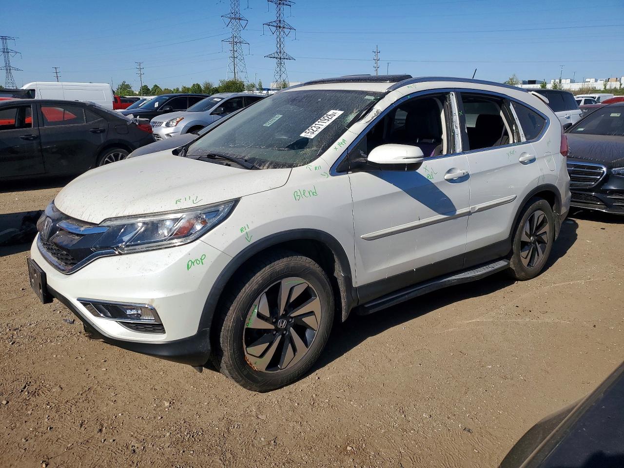 2016 Honda Cr-v Touring White vin: 5J6RM4H92GL074884