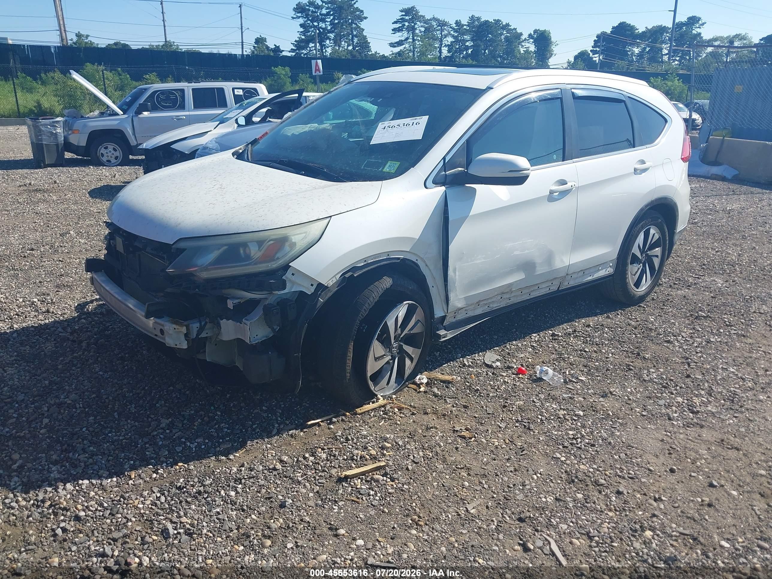 2015 Honda Cr-v Touring White vin: 5J6RM4H93FL004485