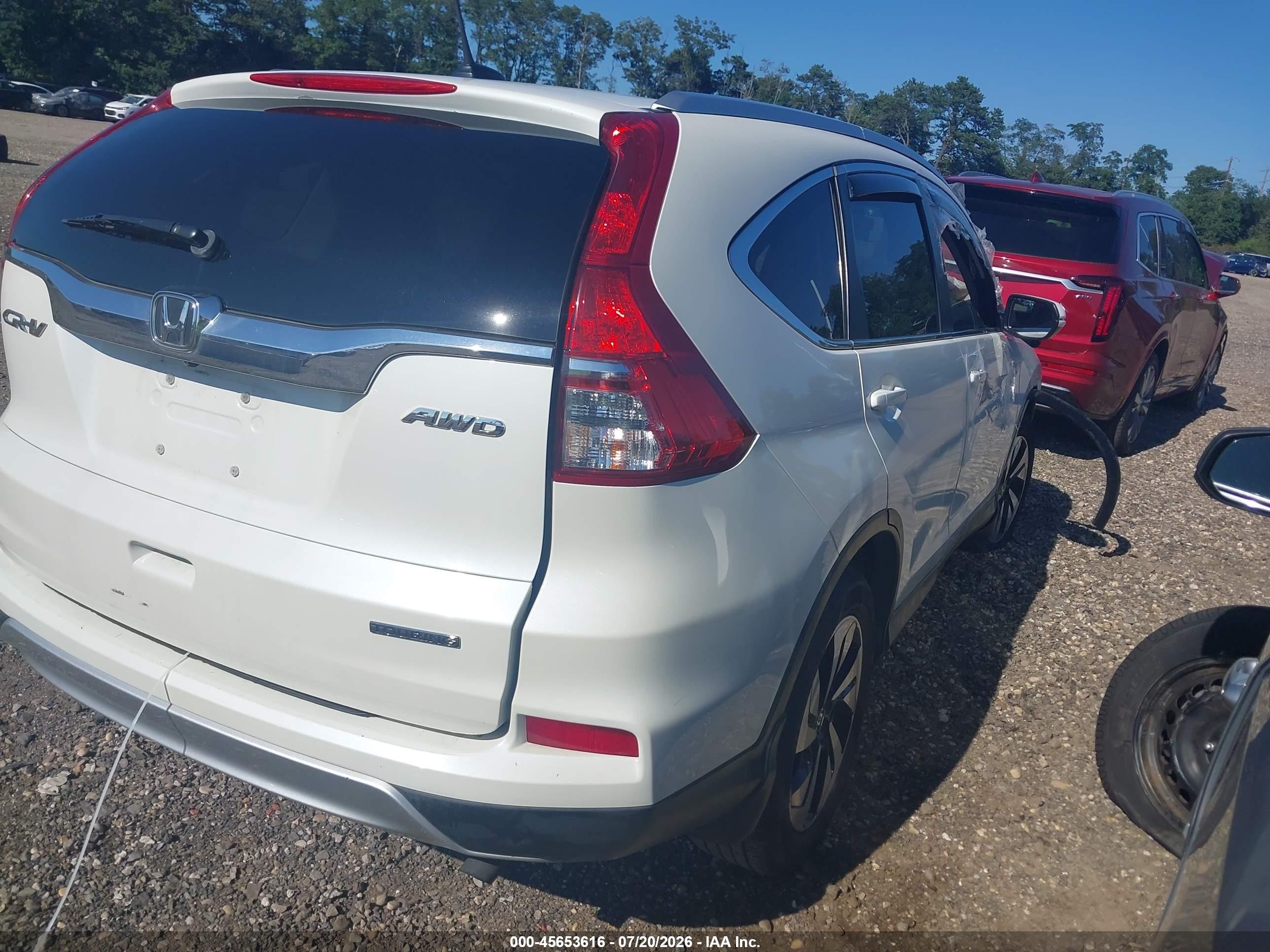 2015 Honda Cr-v Touring White vin: 5J6RM4H93FL004485