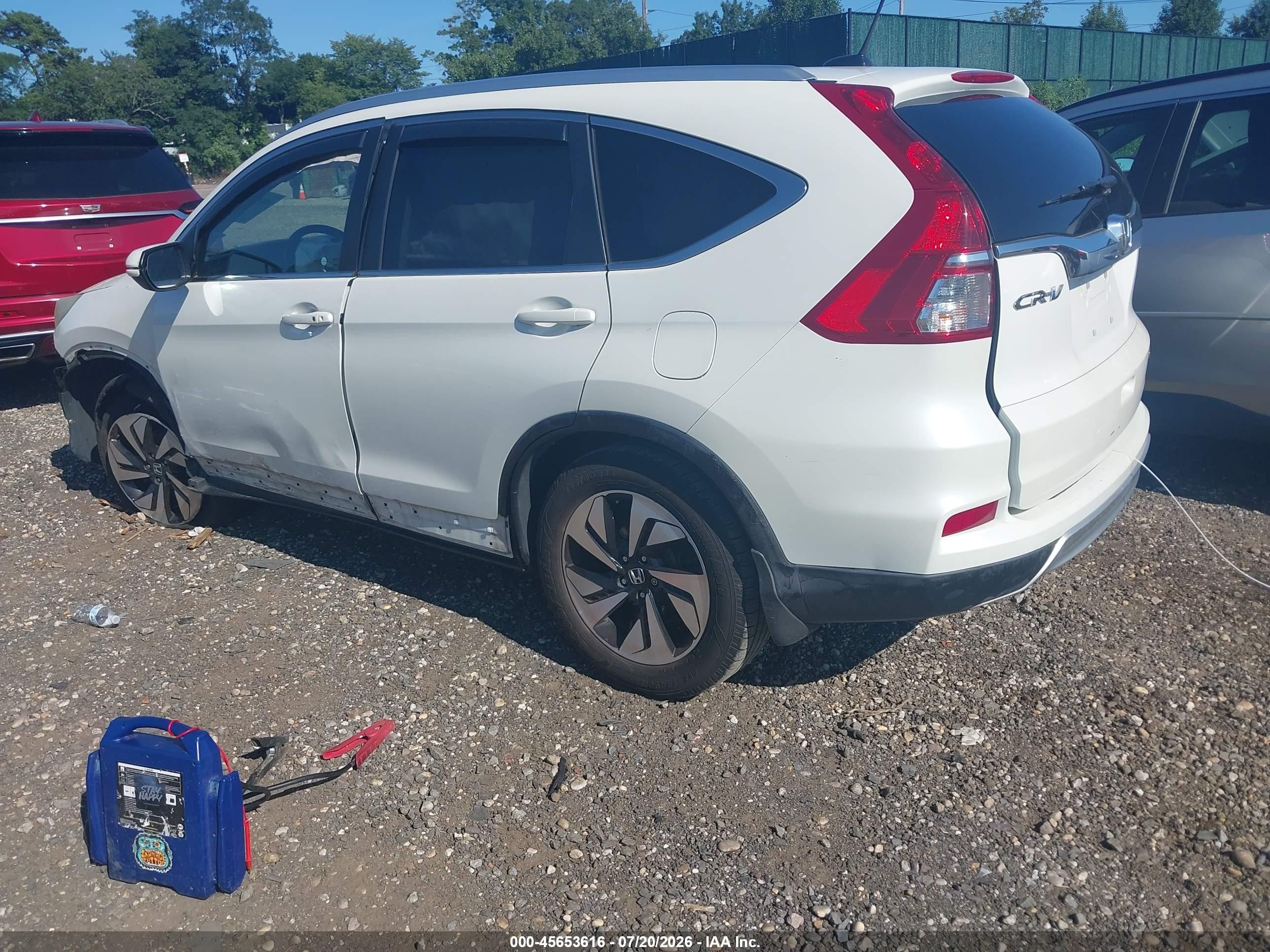 2015 Honda Cr-v Touring White vin: 5J6RM4H93FL004485