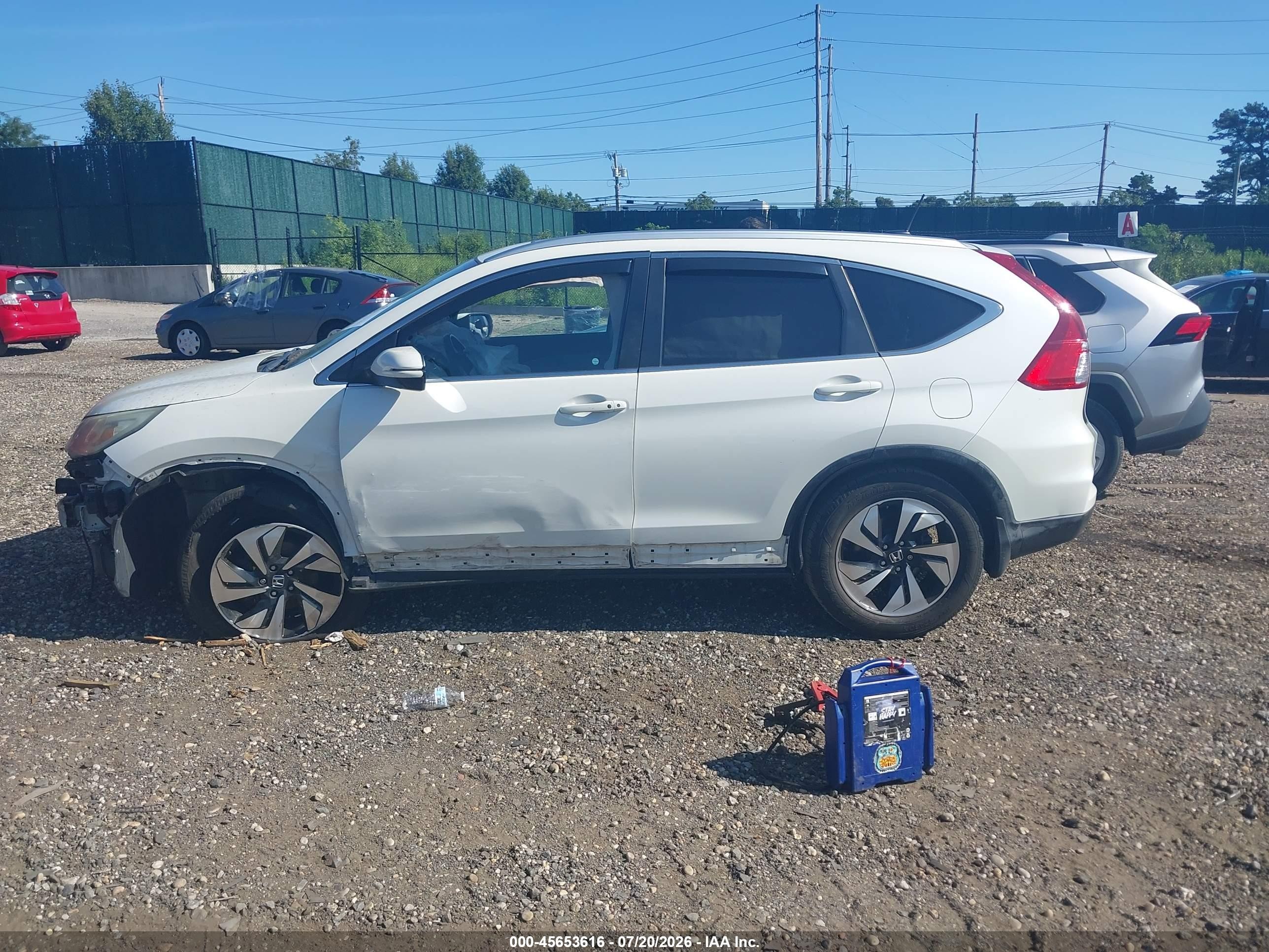 2015 Honda Cr-v Touring White vin: 5J6RM4H93FL004485