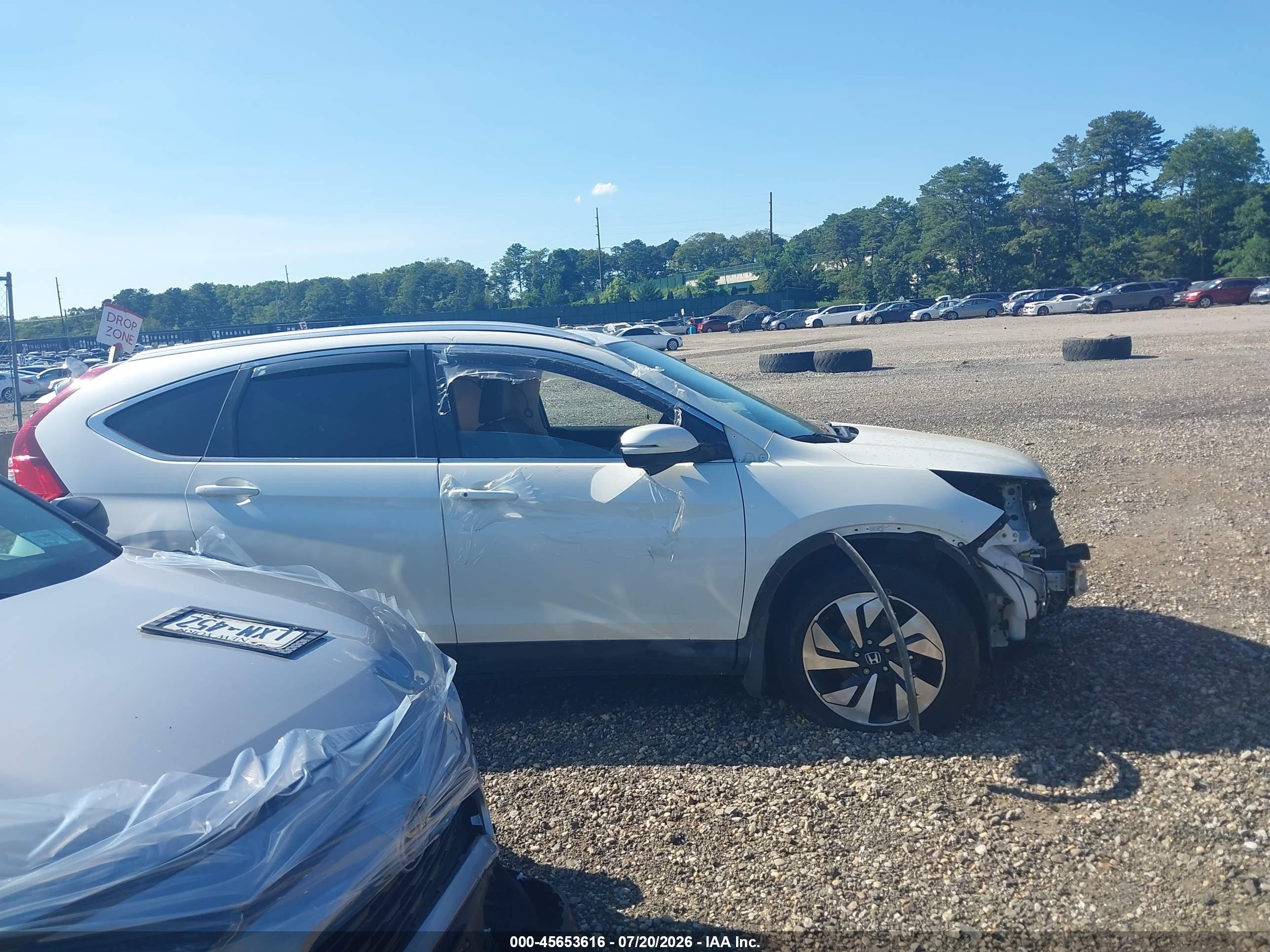 2015 Honda Cr-v Touring White vin: 5J6RM4H93FL004485
