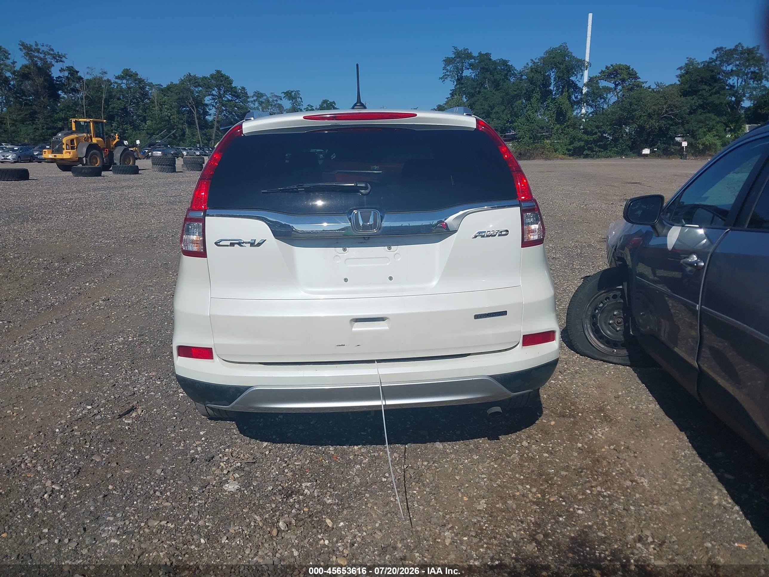 2015 Honda Cr-v Touring White vin: 5J6RM4H93FL004485