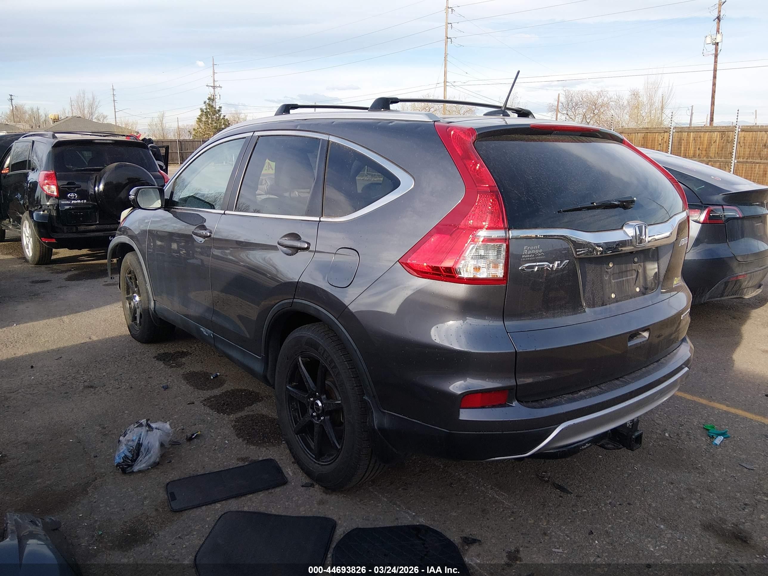 2015 Honda Cr-v Touring Gray vin: 5J6RM4H93FL070177