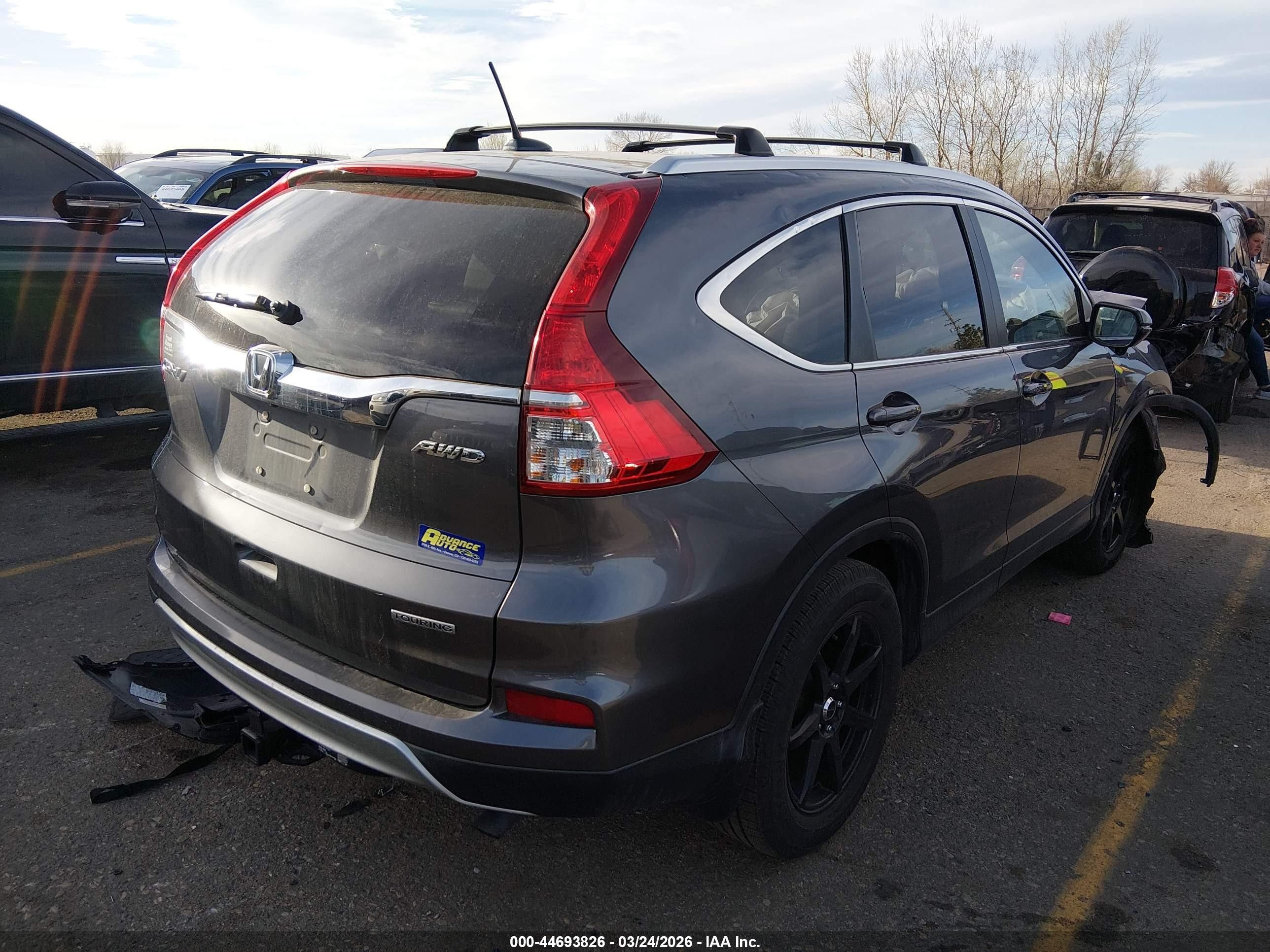 2015 Honda Cr-v Touring Gray vin: 5J6RM4H93FL070177