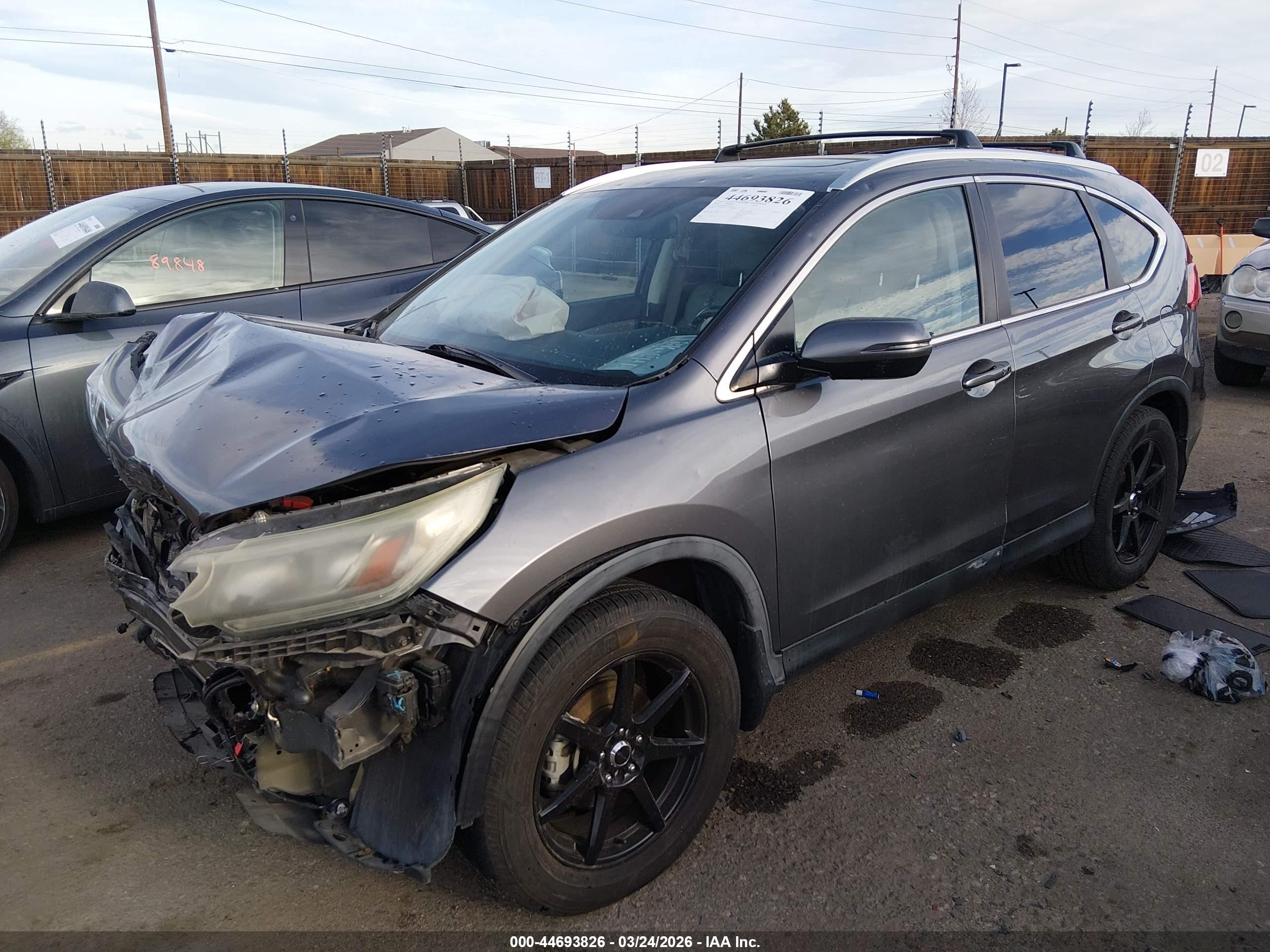 2015 Honda Cr-v Touring Gray vin: 5J6RM4H93FL070177