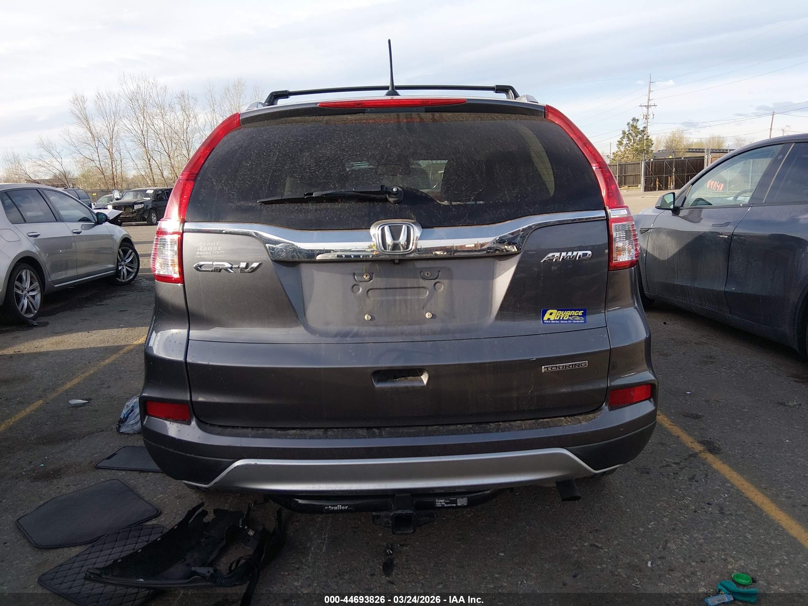 2015 Honda Cr-v Touring Gray vin: 5J6RM4H93FL070177