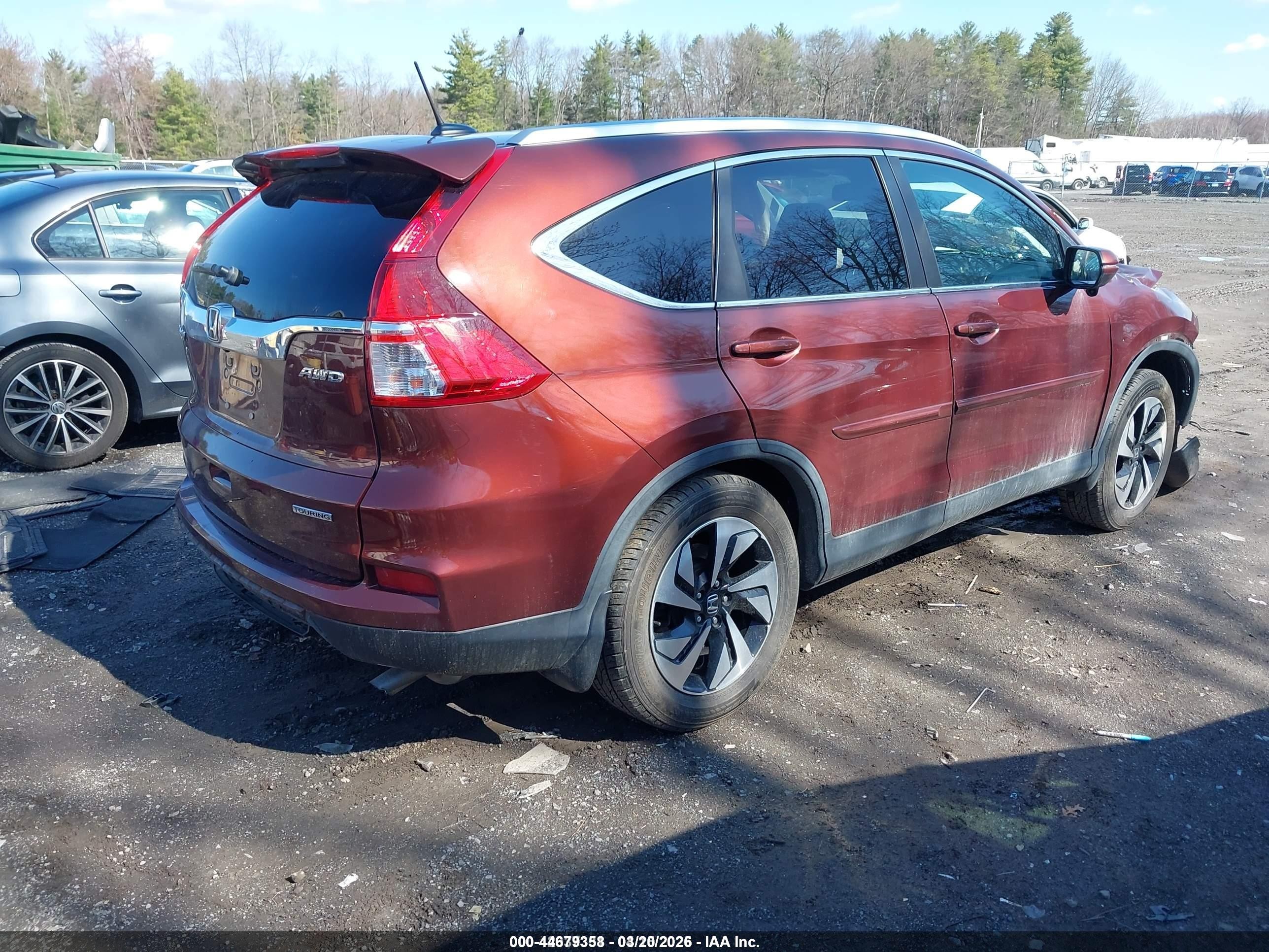 2015 Honda Cr-v Touring Темно-бордовый vin: 5J6RM4H95FL073324