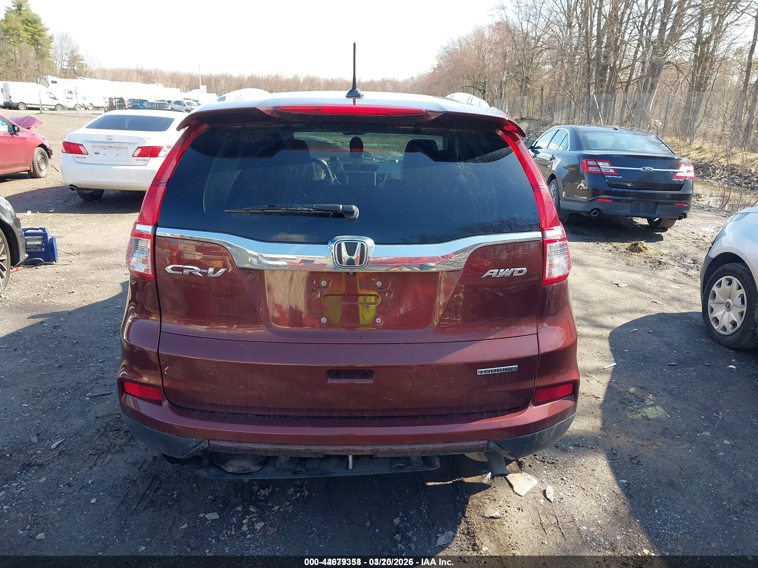 2015 Honda Cr-v Touring Темно-бордовый vin: 5J6RM4H95FL073324