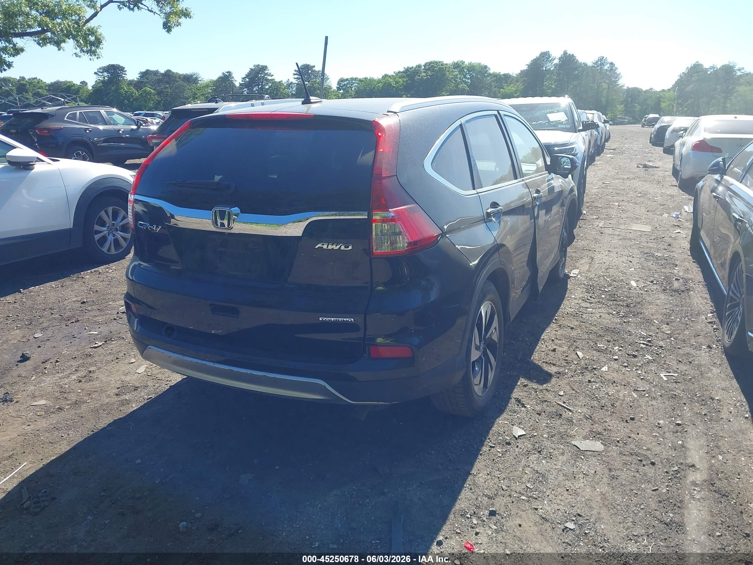 2015 Honda Cr-v Touring Black vin: 5J6RM4H96FL065359