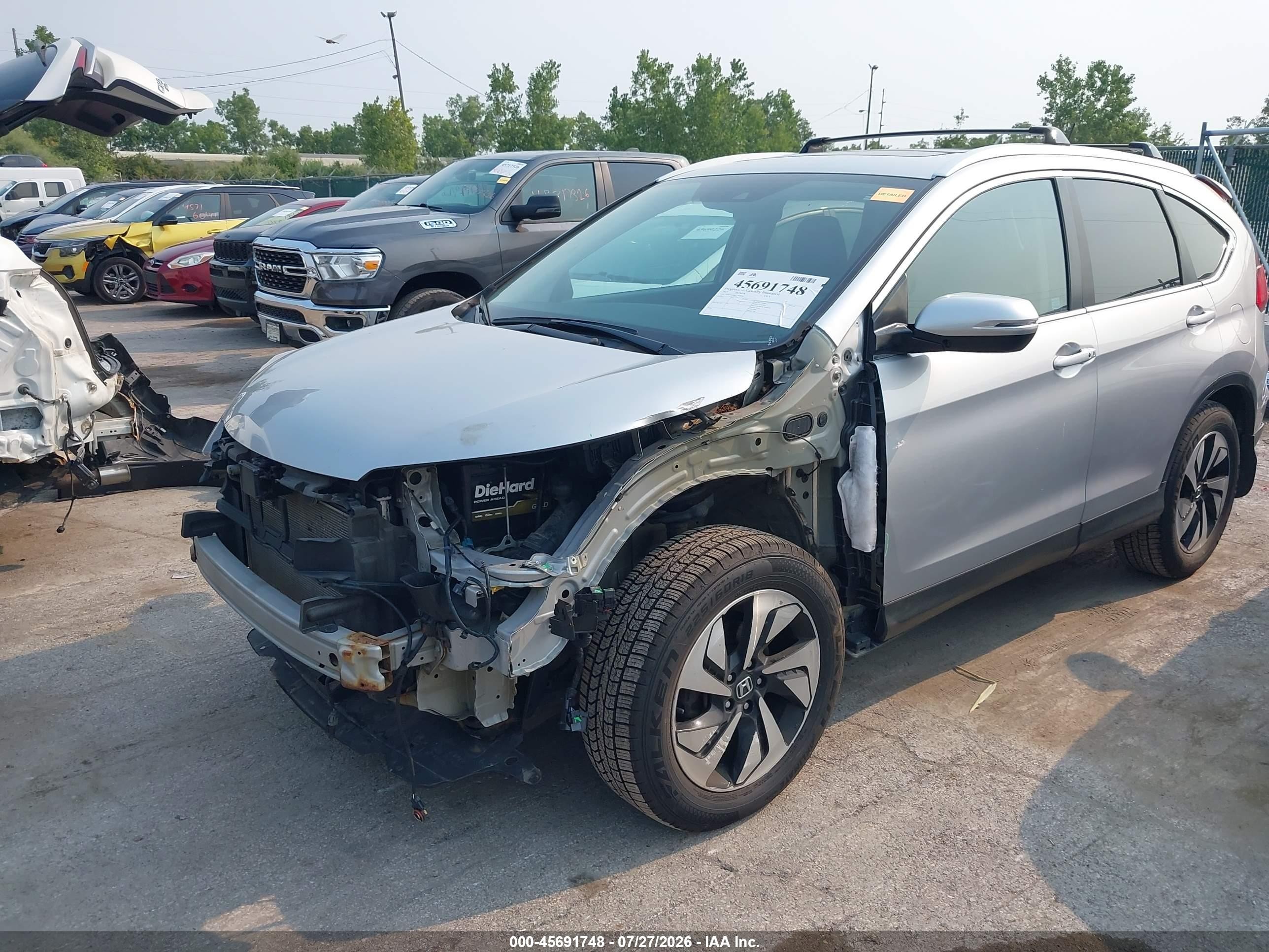 2015 Honda Cr-v Touring Серебряный vin: 5J6RM4H96FL073638