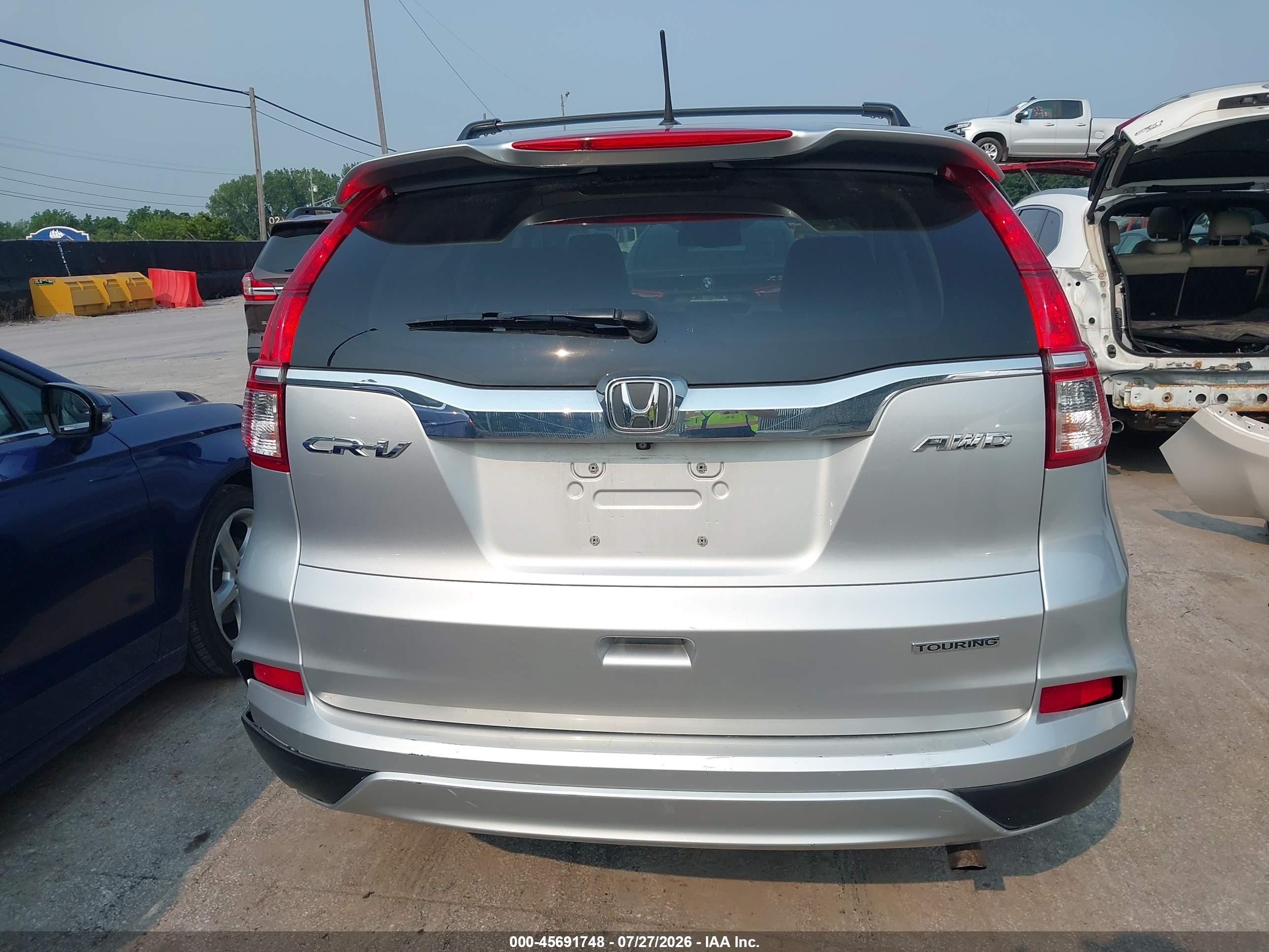 2015 Honda Cr-v Touring Серебряный vin: 5J6RM4H96FL073638