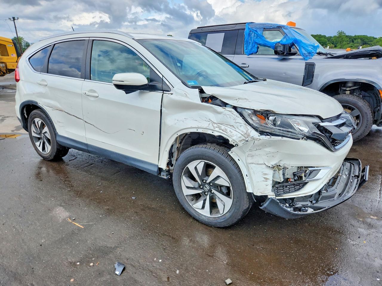 2015 Honda Cr-v Touring White vin: 5J6RM4H97FL128050