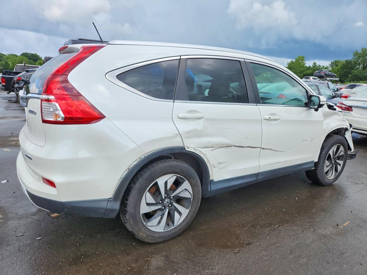 2015 Honda Cr-v Touring White vin: 5J6RM4H97FL128050
