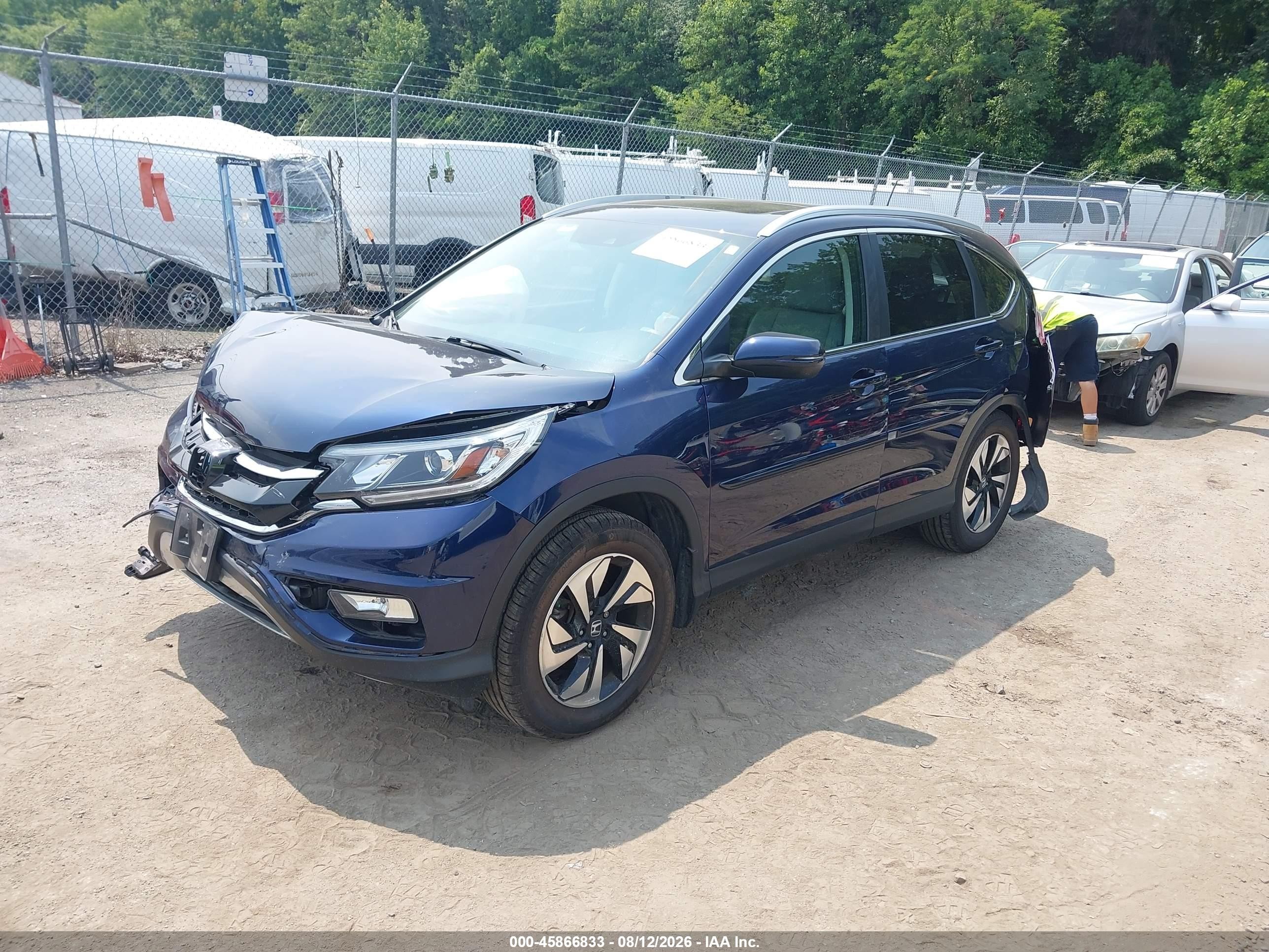 2015 Honda Cr-v Touring Blue vin: 5J6RM4H98FL026031